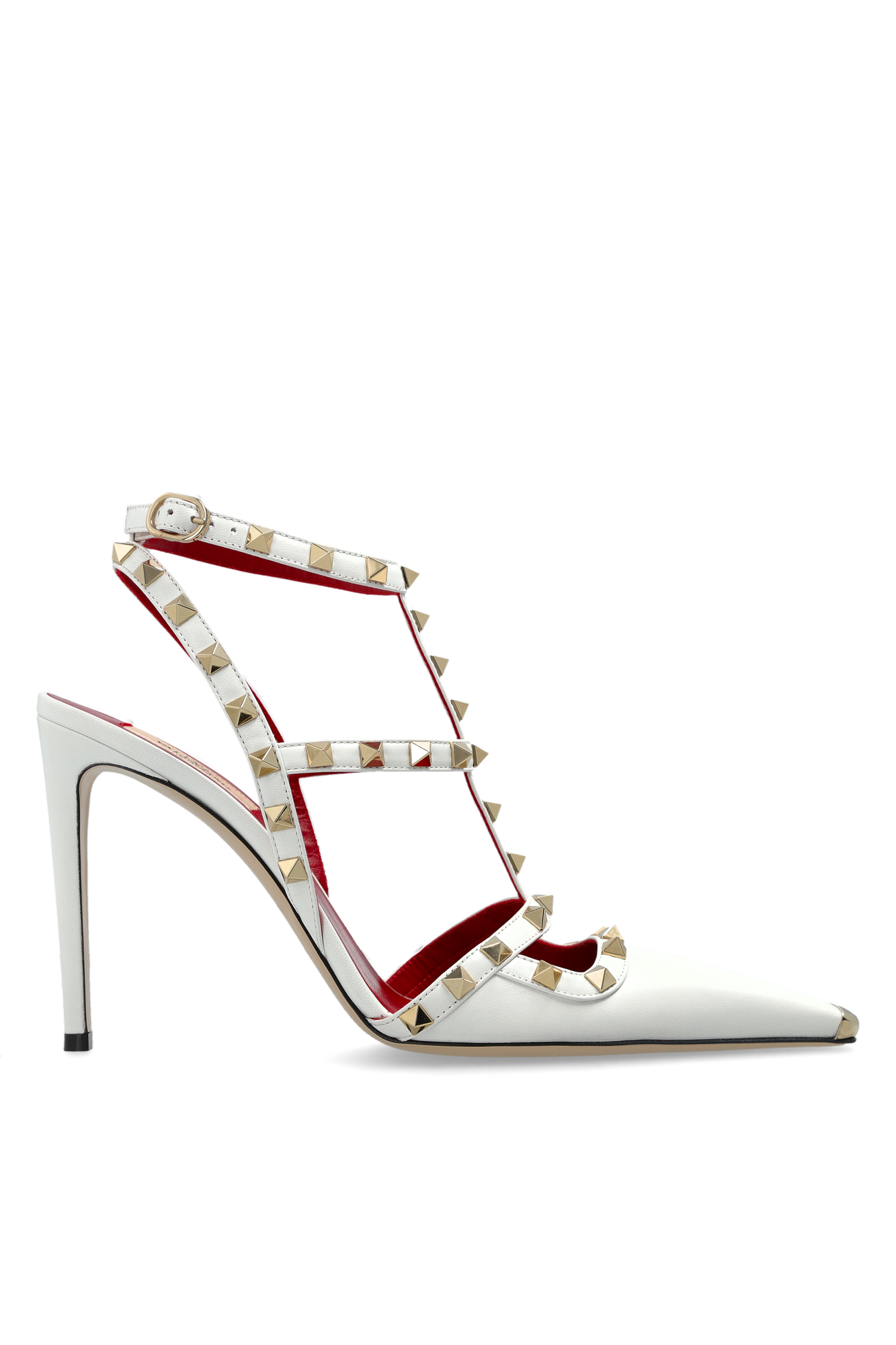 Valentino Garavani Skórzane Buty Na Obcasie, Kobiety, Kremowy
