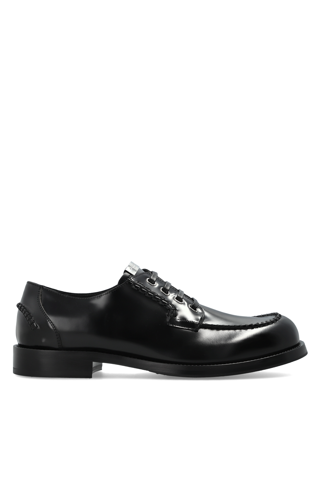 Dolce & Gabbana Skórzane Buty Z Logo, Mężczyźni, Czarny