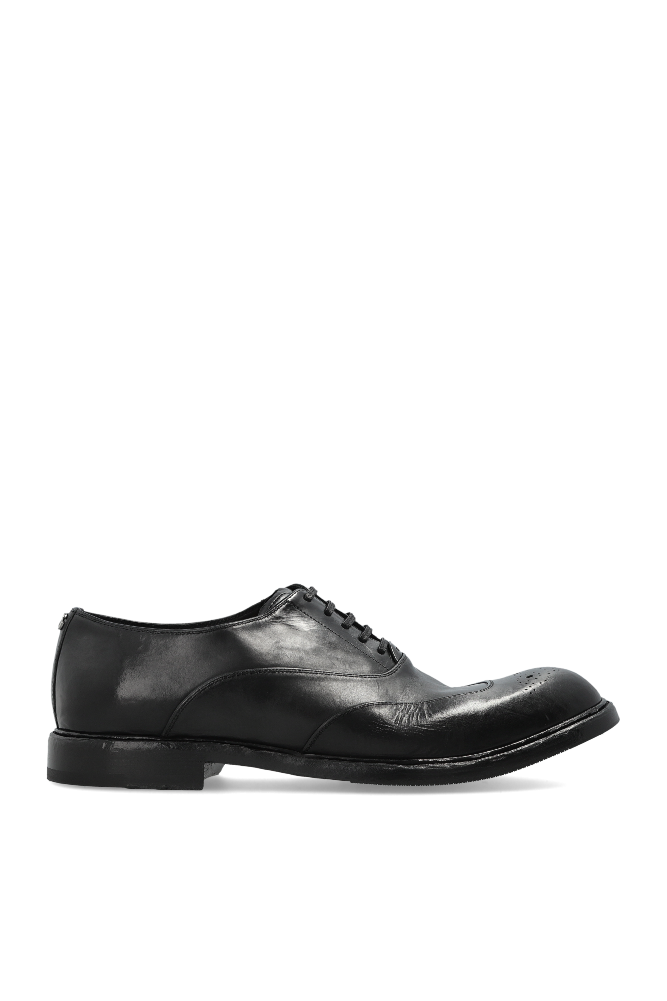 Dolce & Gabbana Skórzane Buty Z Efektem `vintage`, Mężczyźni, Czarny