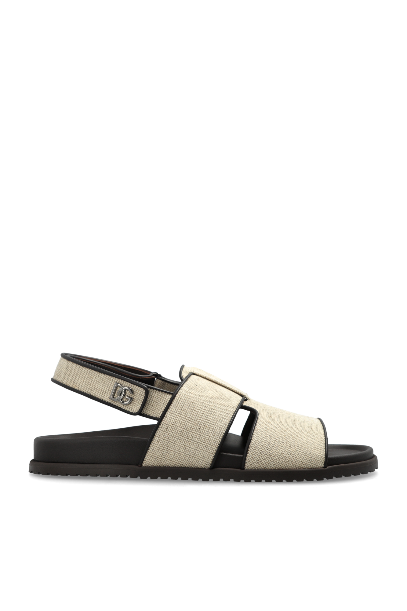 Dolce & Gabbana Sandały Z Logo, Mężczyźni, Beżowy