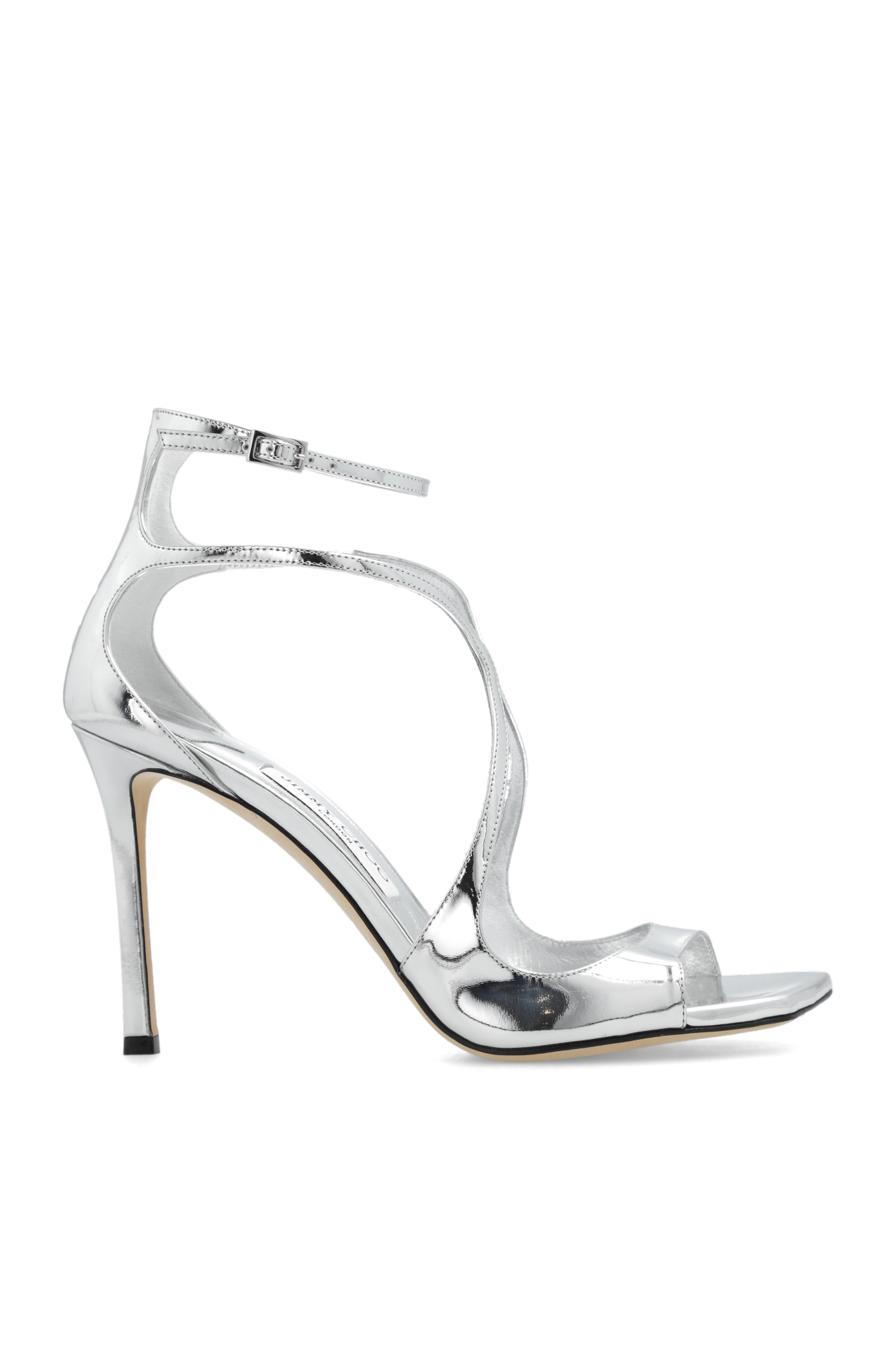 Jimmy Choo Lakierowane Sandały Na Obcasie ‘Azia’, Kobiety, Srebrny