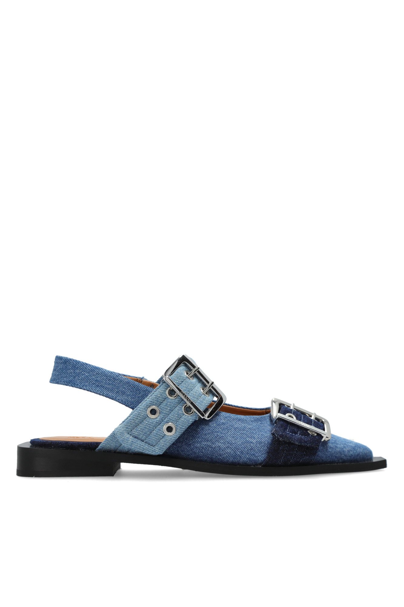 Ganni Jeansowe Buty Z Klamrami, Kobiety, Niebieski