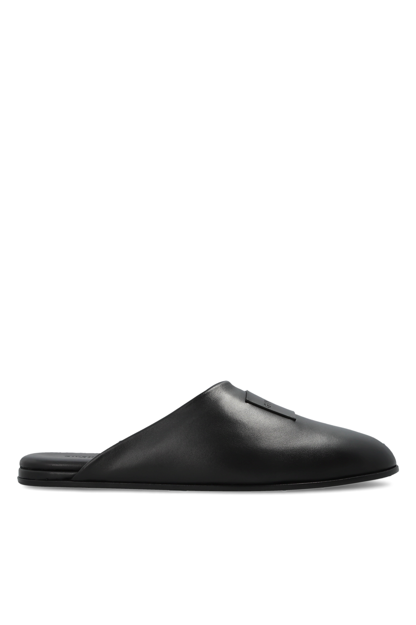 Givenchy Skórzane Klapki Z Logo, Kobiety, Czarny