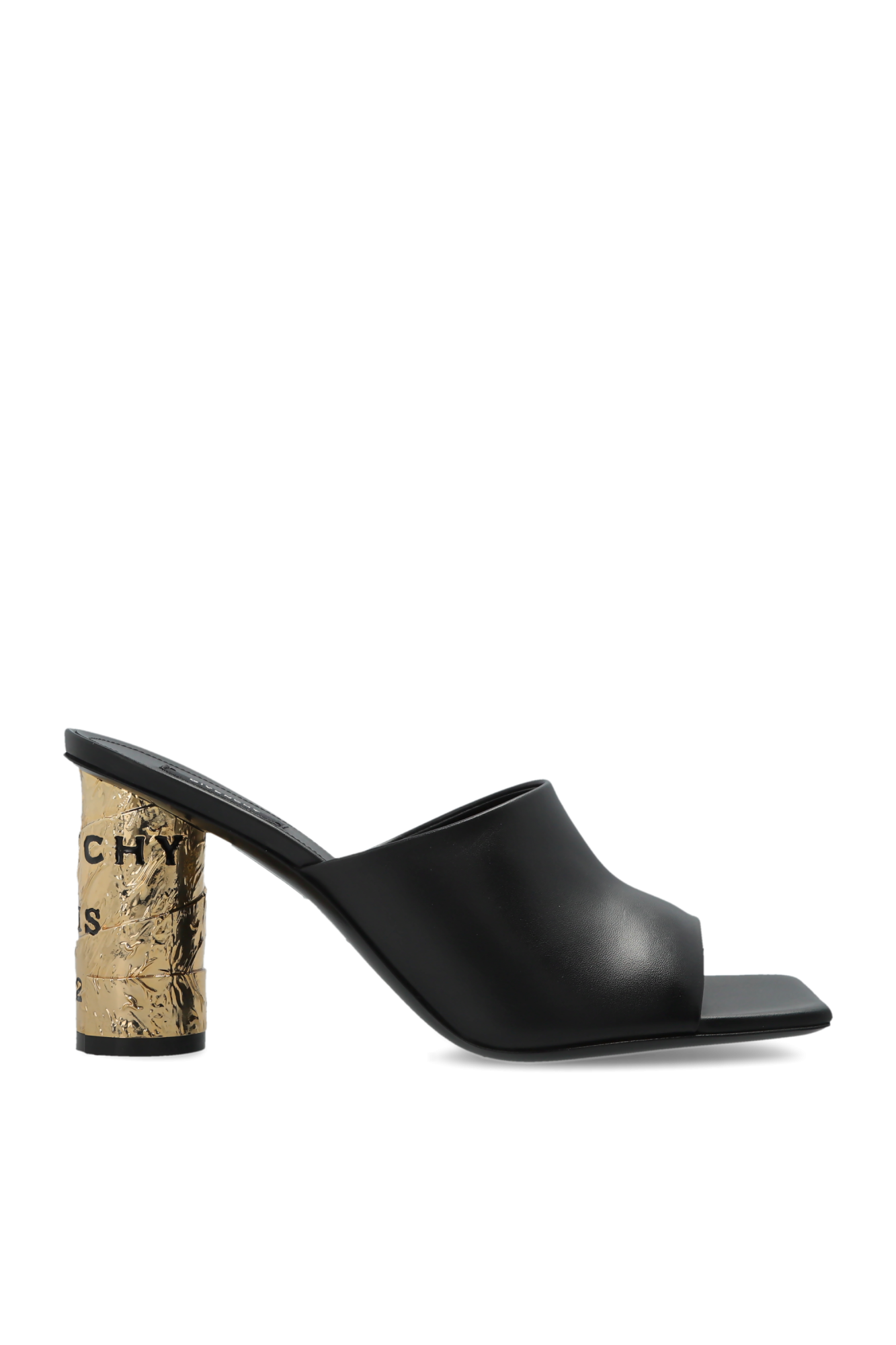 Givenchy Skórzane Klapki Na Obcasie, Kobiety, Czarny