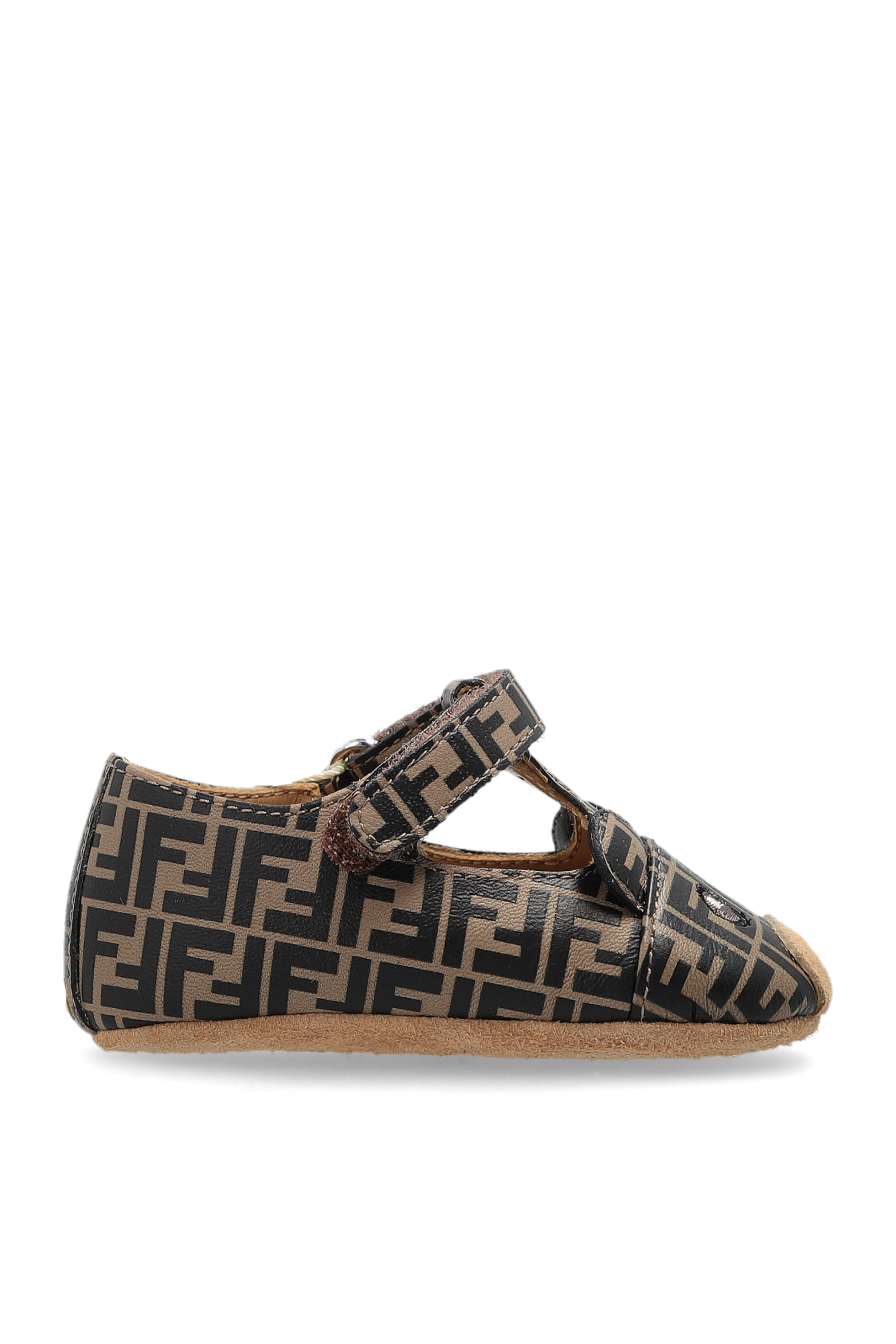 Fendi Kids Skórzane Buty Z Motywem Misia, Unisex, Brązowy