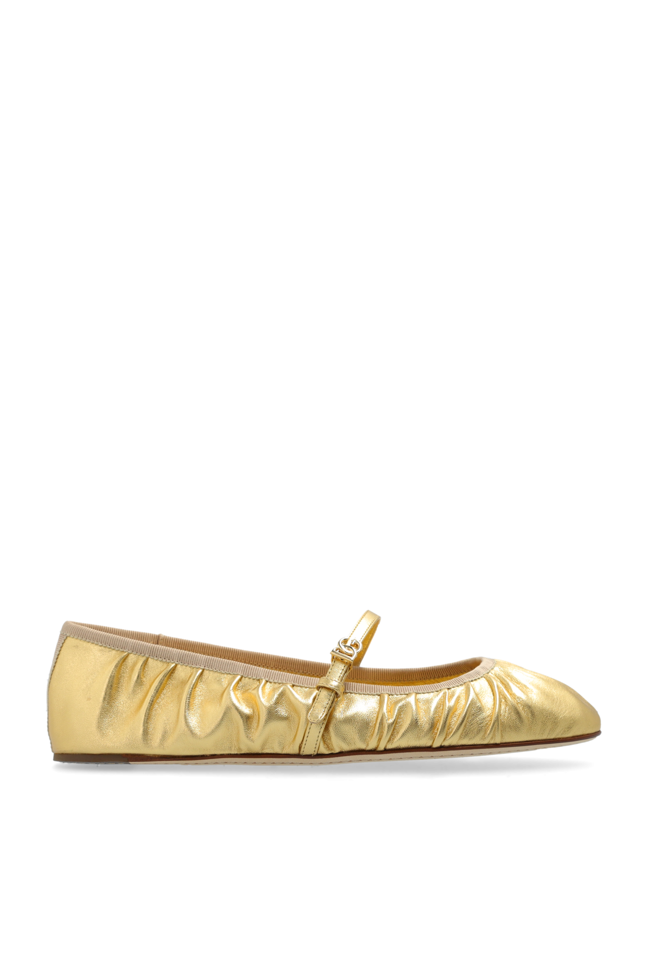 Dolce & Gabbana Skórzane Baleriny, Kobiety, Złoty