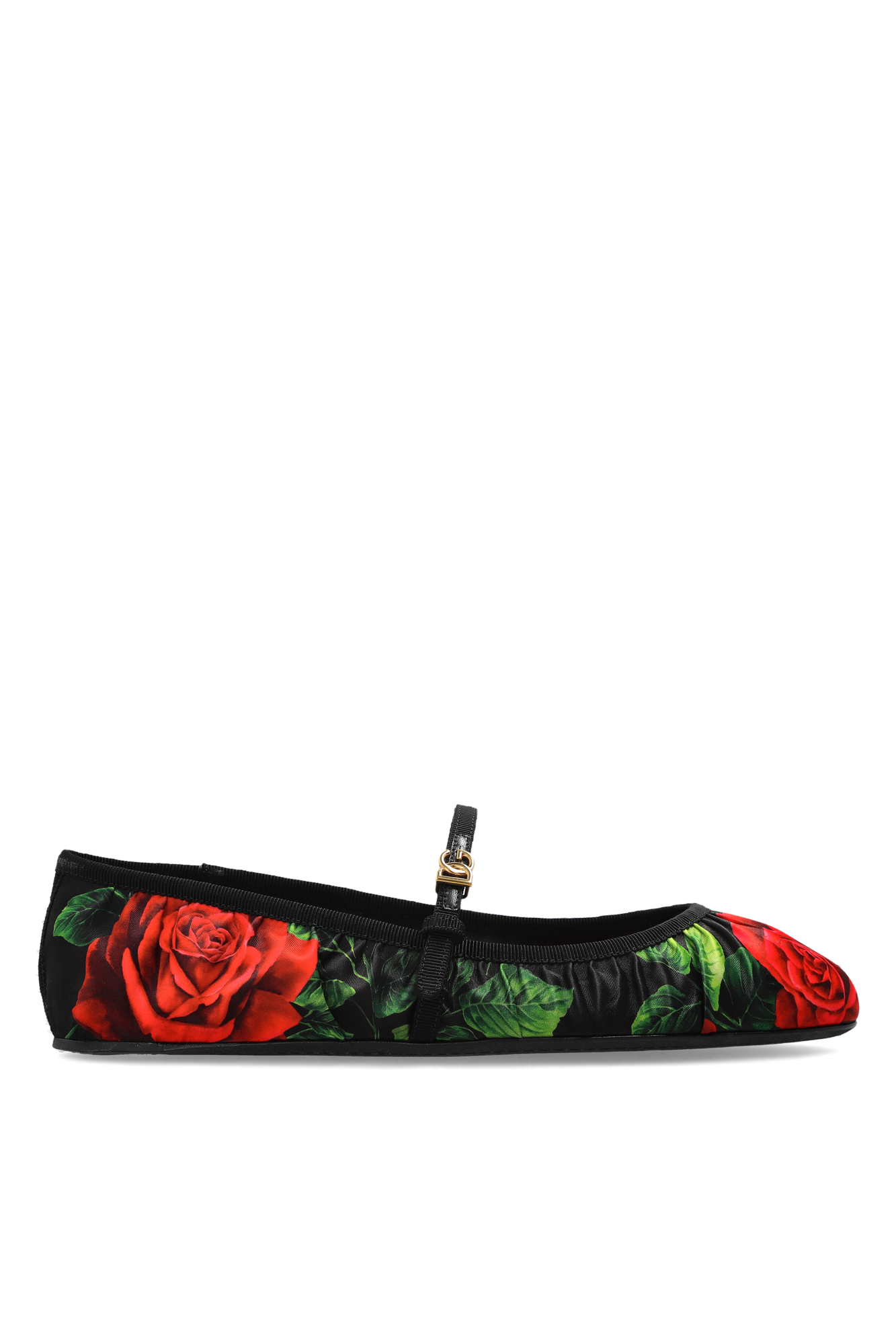 Dolce & Gabbana Baleriny Z Motywem Kwiatowym, Kobiety, Czarny