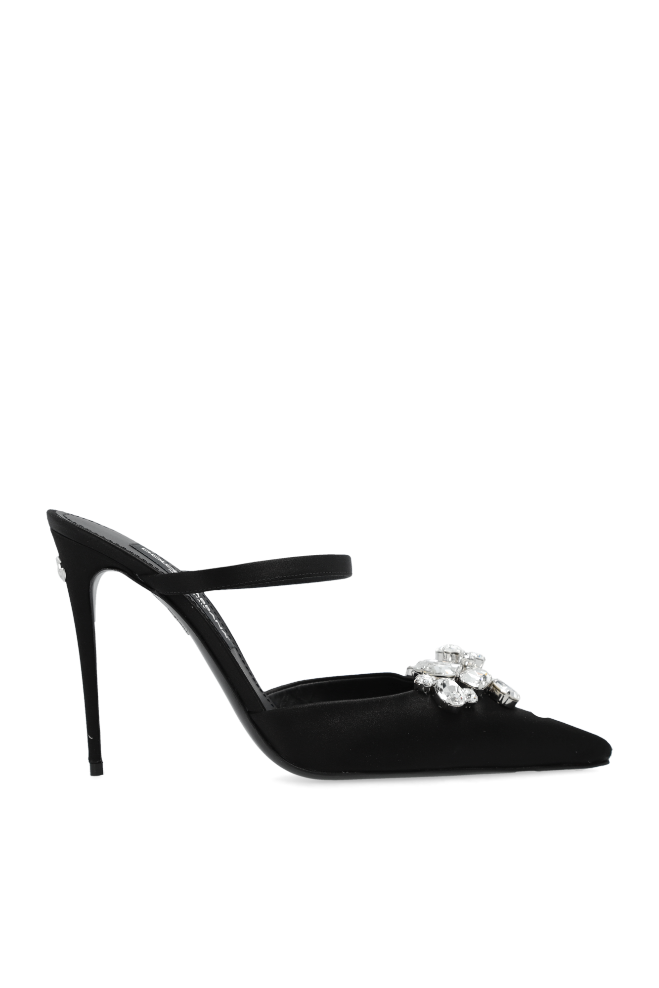 Dolce & Gabbana Satynowe Klapki Na Obcasie, Kobiety, Czarny