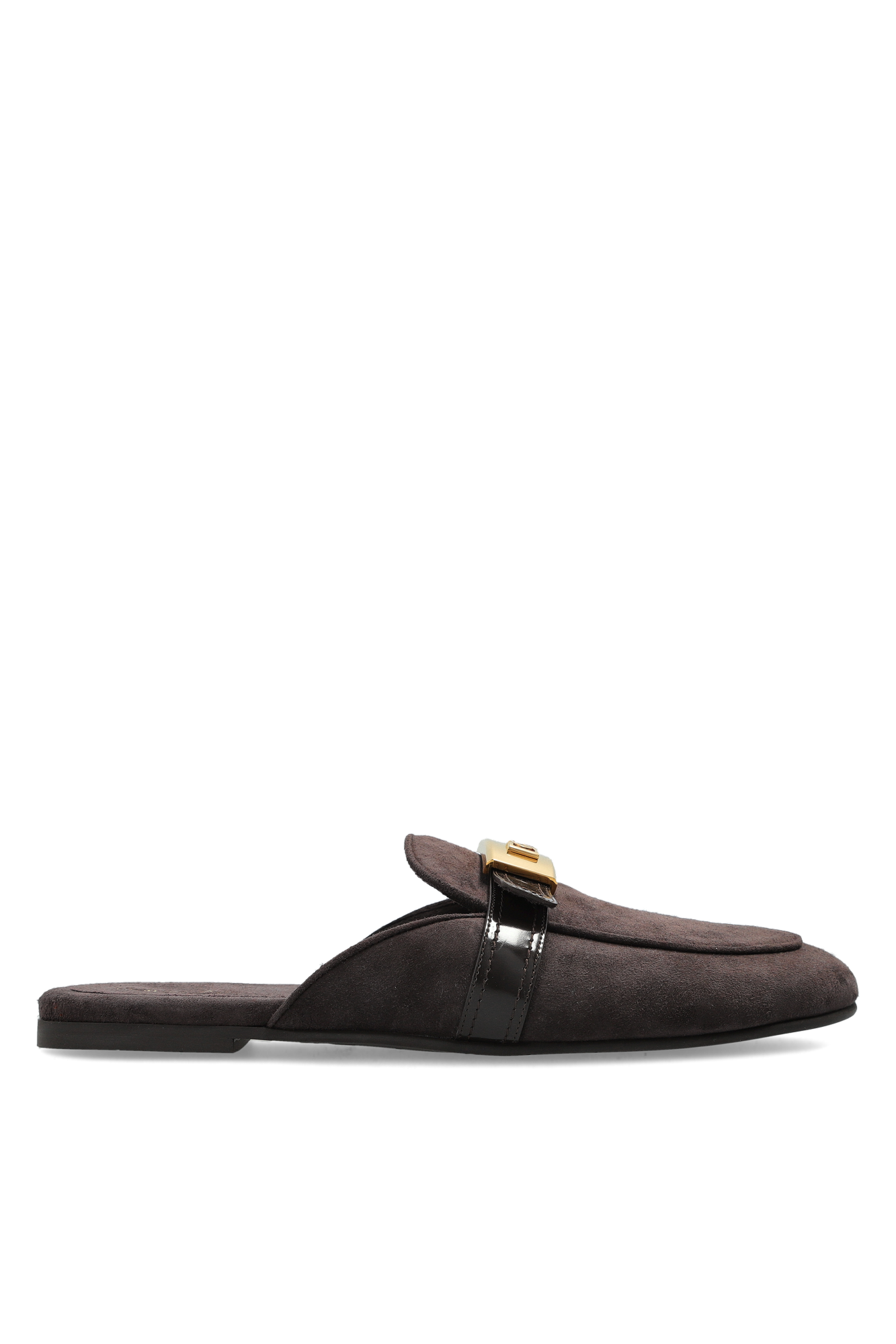 Dolce & Gabbana Zamszowe Klapki Z Logo, Kobiety, Brązowy