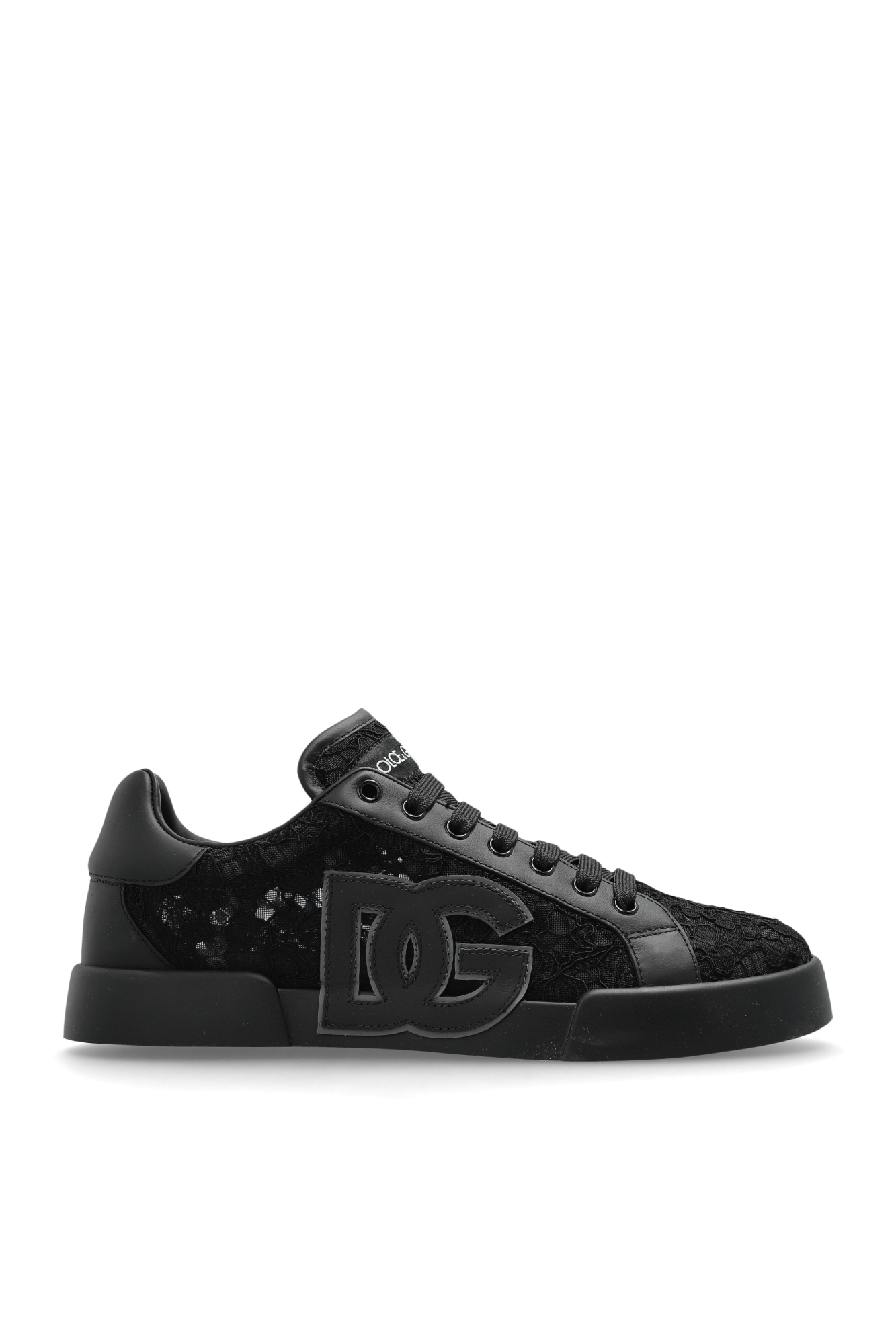 Dolce & Gabbana Buty Sportowe Z Koronkową Wstawką, Mężczyźni, Czarny
