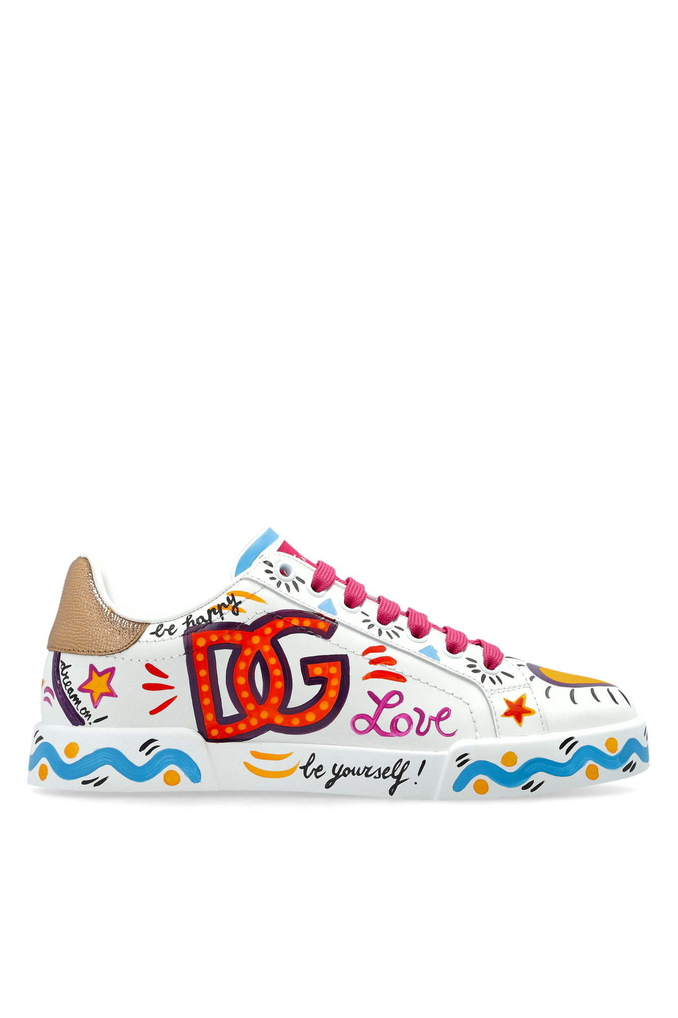 Dolce & Gabbana Skórzane Buty Sportowe Z Logo, Kobiety, Multikolor
