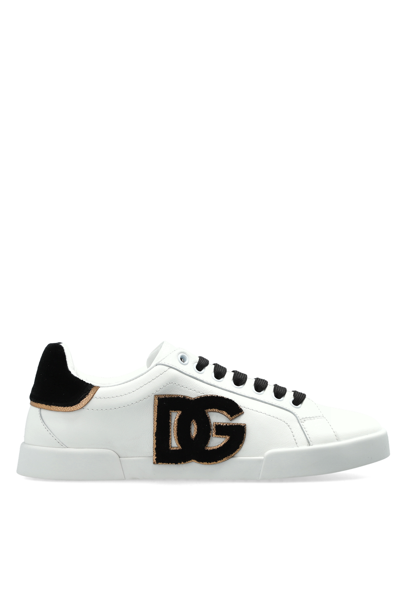 Dolce & Gabbana Skórzane Buty Sportowe Z Logo, Kobiety, Biały