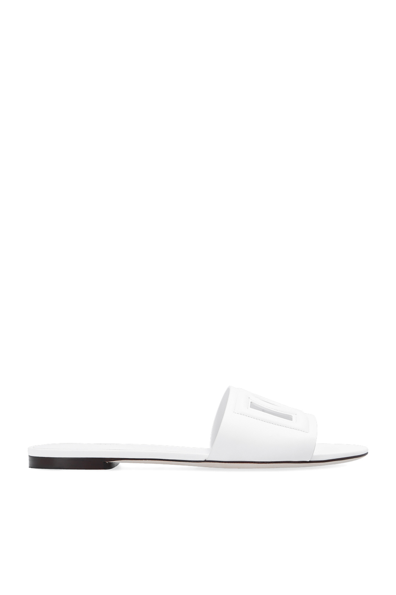 Dolce & Gabbana Klapki Z Logo, Kobiety, Biały