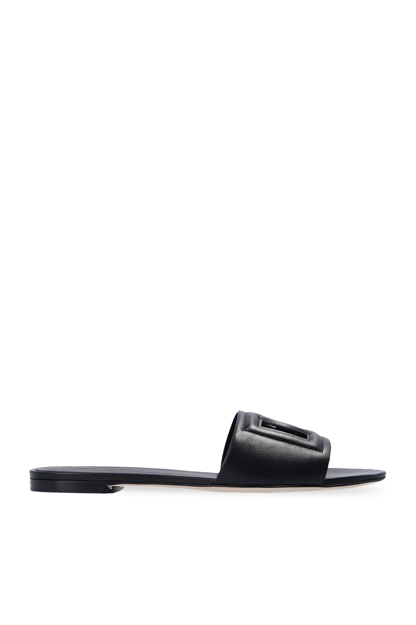 Dolce & Gabbana Skórzane Klapki ‘Bianca’, Kobiety, Czarny