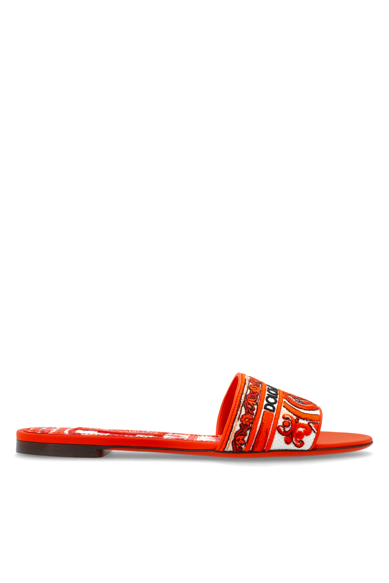 Dolce & Gabbana Klapki Ze Wzorem `Majolica`, Kobiety, Pomarańczowy
