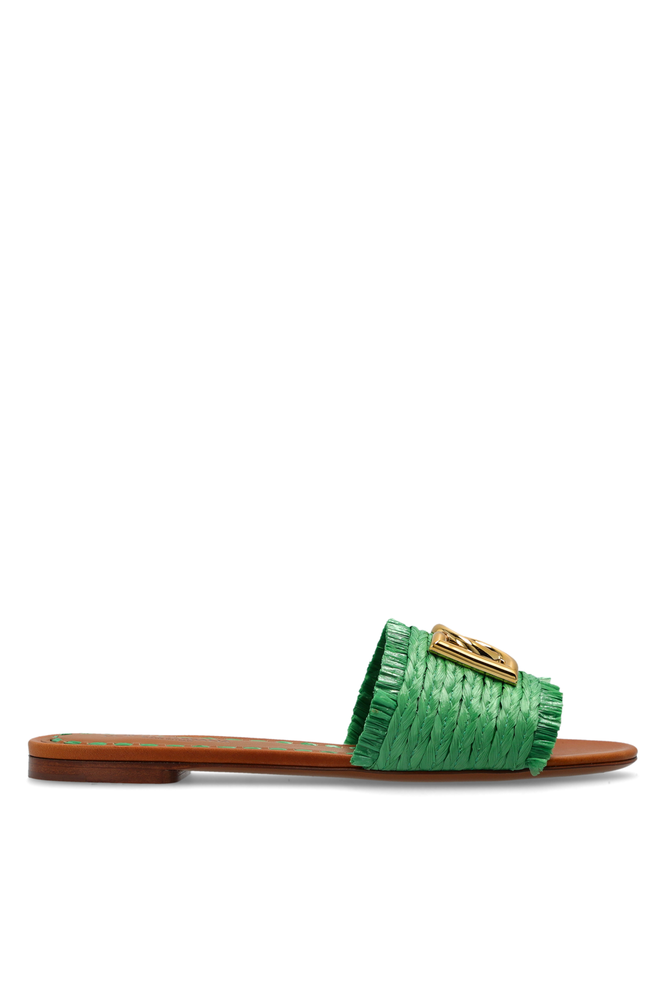 Dolce & Gabbana Klapki Z Logo, Kobiety, Zielony