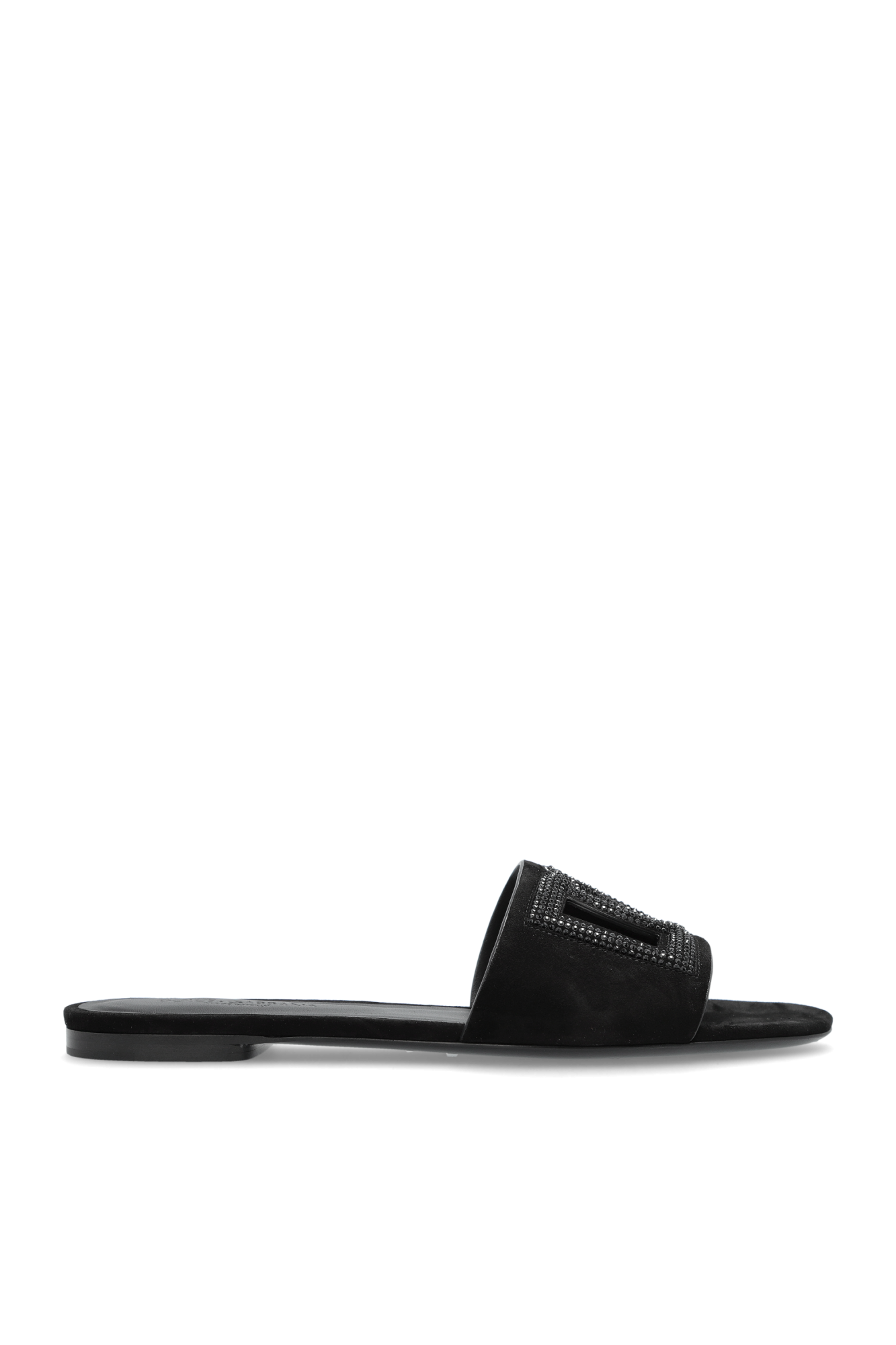 Dolce & Gabbana Klapki Z Logo, Kobiety, Czarny