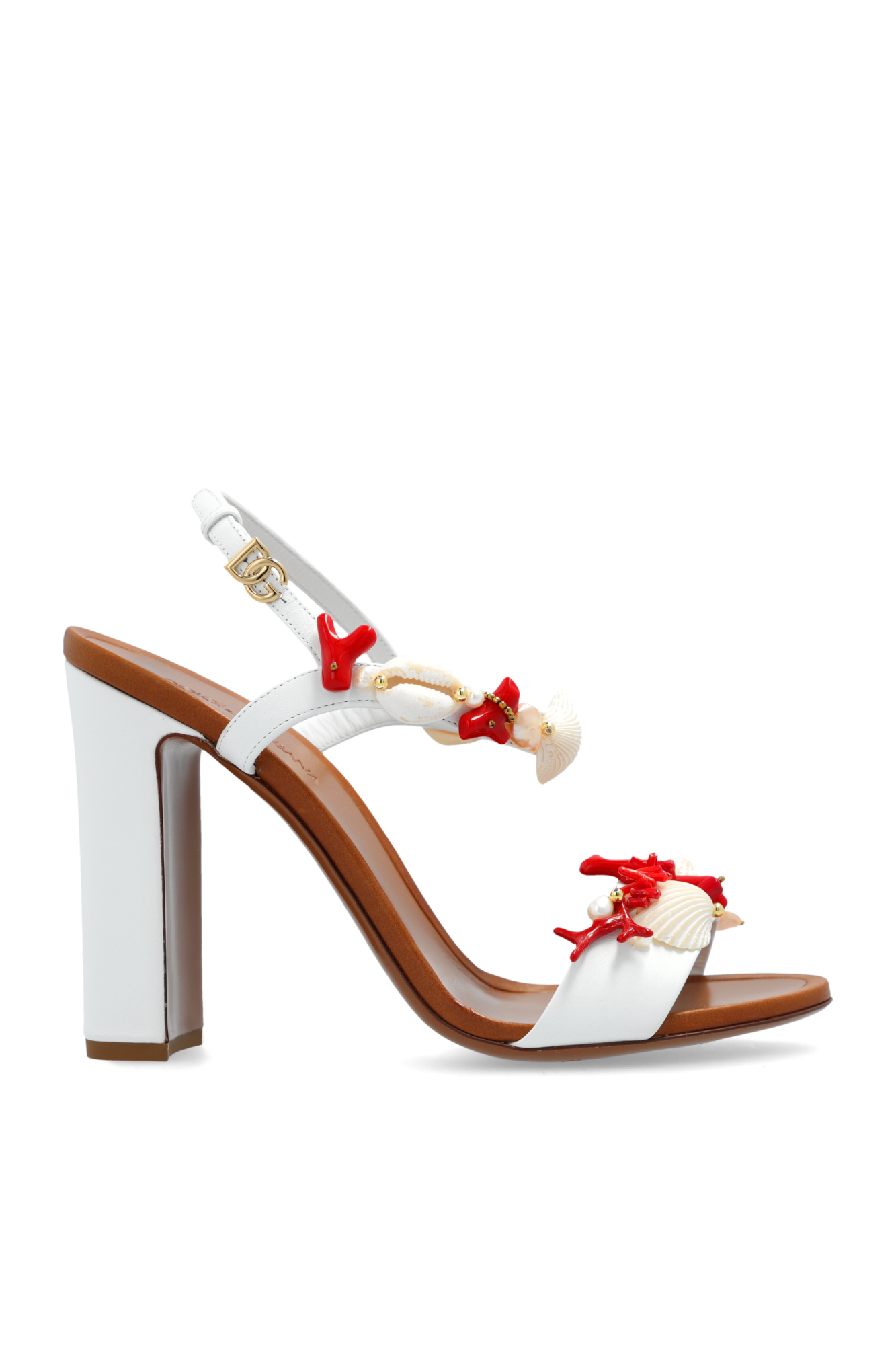 Dolce & Gabbana Sandały Na Obcasie Z Aplikacjami, Kobiety, Biały