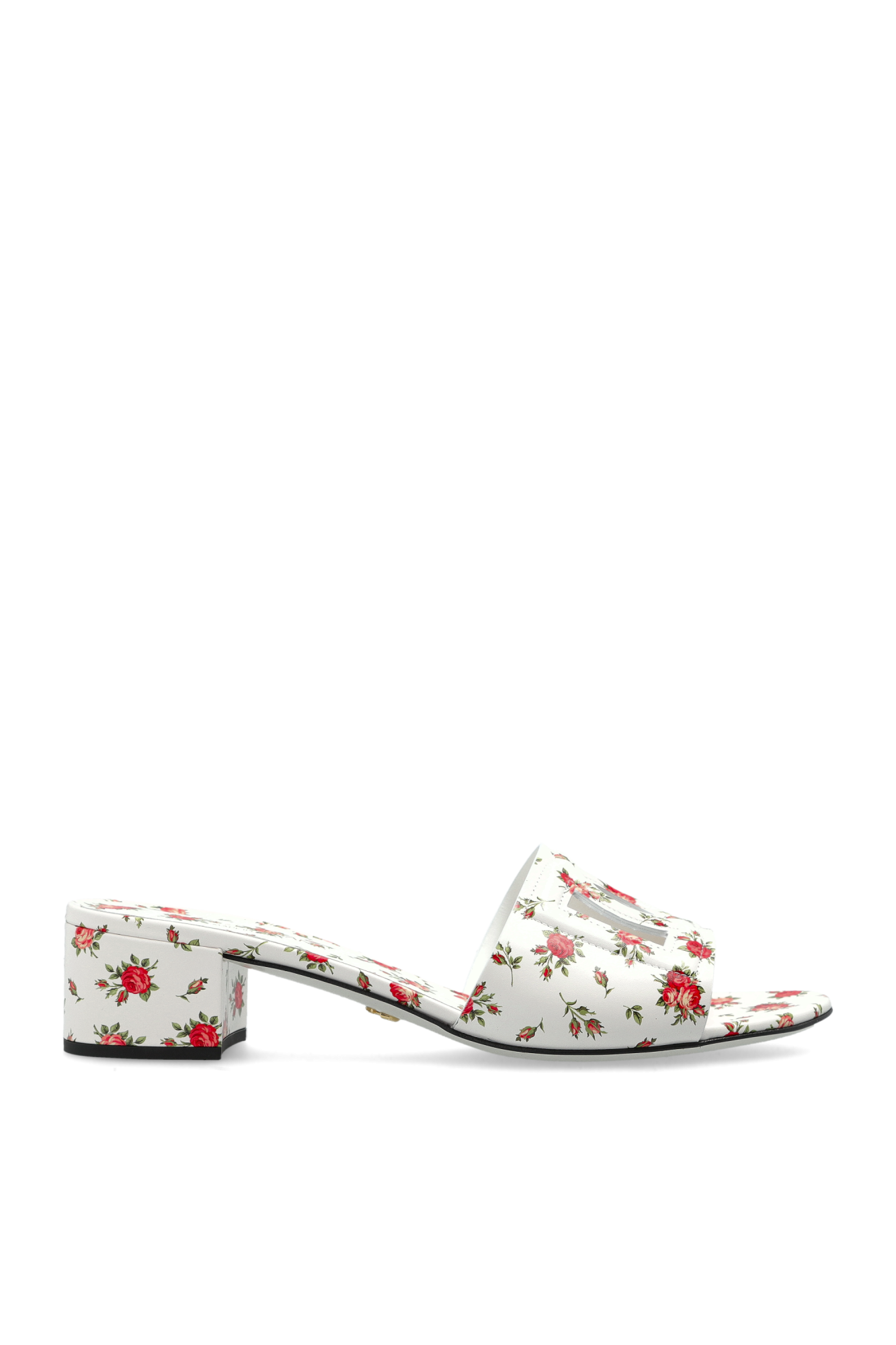 Dolce & Gabbana Skórzane Klapki Na Obcasie, Kobiety, Biały