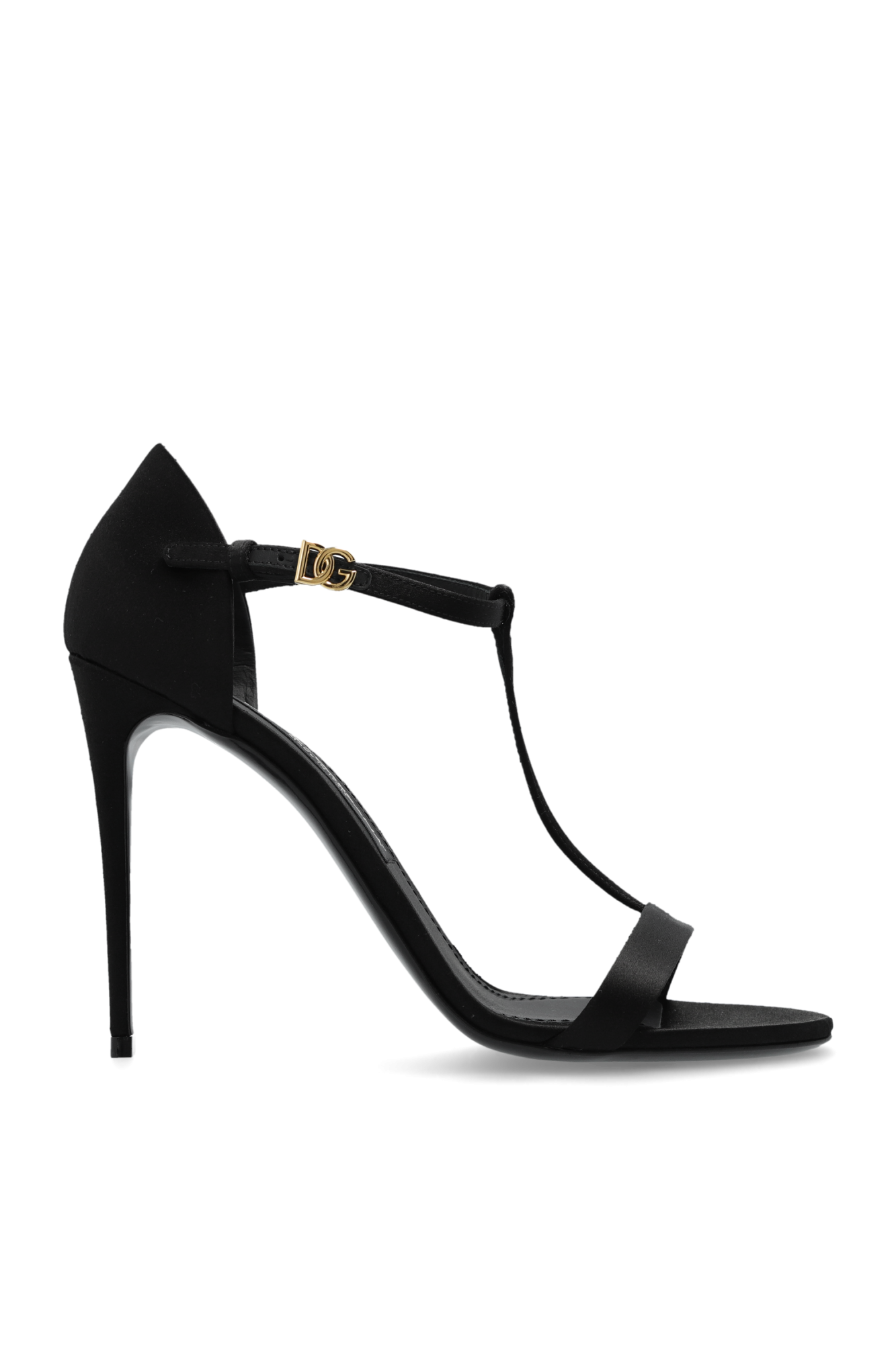 Dolce & Gabbana Satynowe Sandały Na Obcasie, Kobiety, Czarny