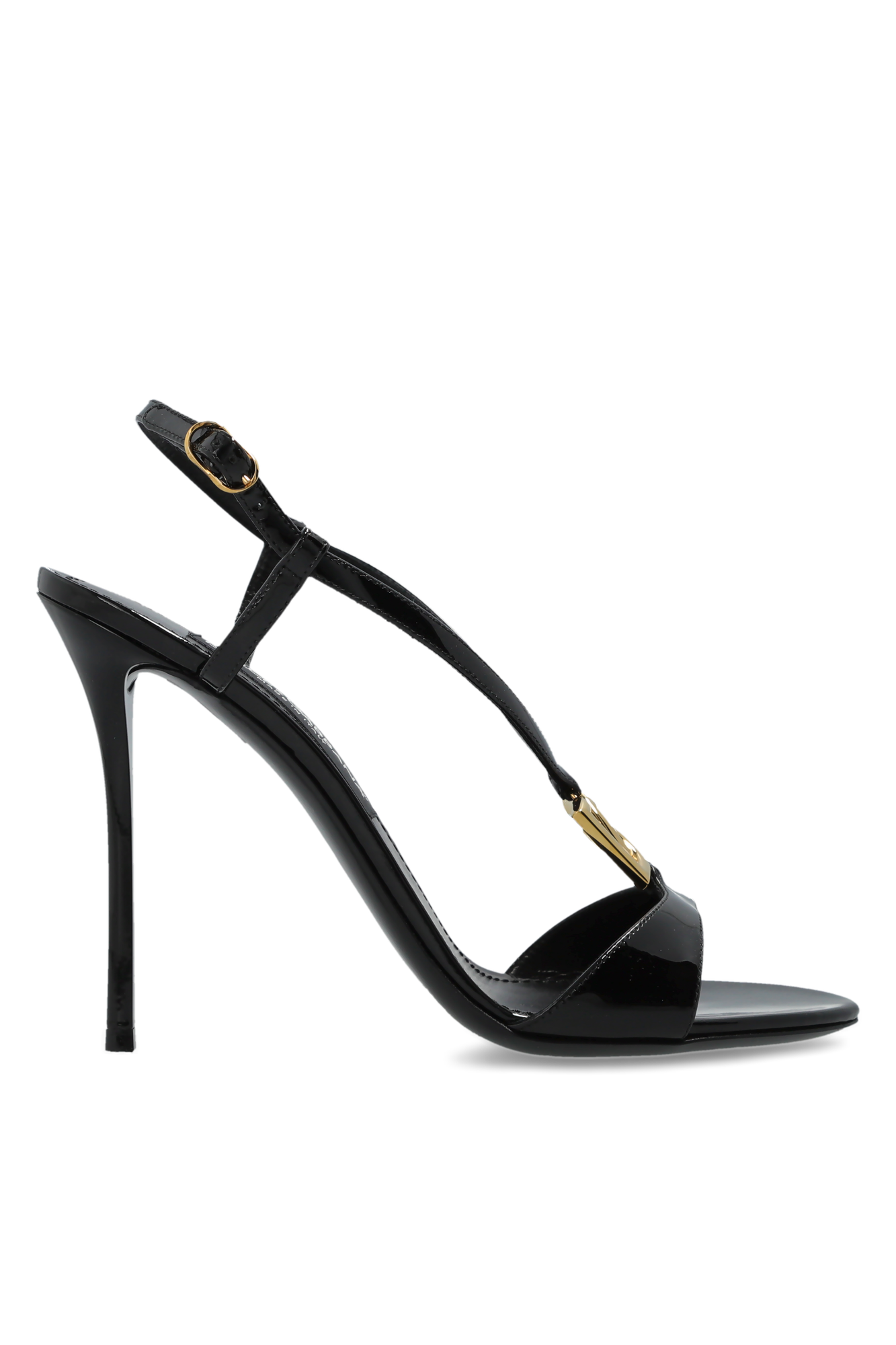 Dolce & Gabbana Skórzane Sandały Na Obcasie, Kobiety, Czarny