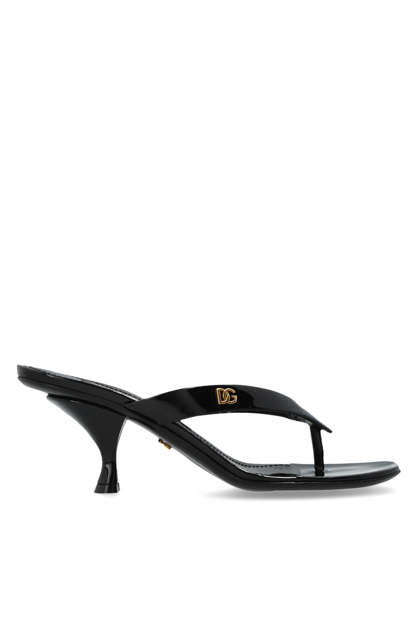 Dolce & Gabbana Skórzane Klapki Na Obcasie, Kobiety, Czarny