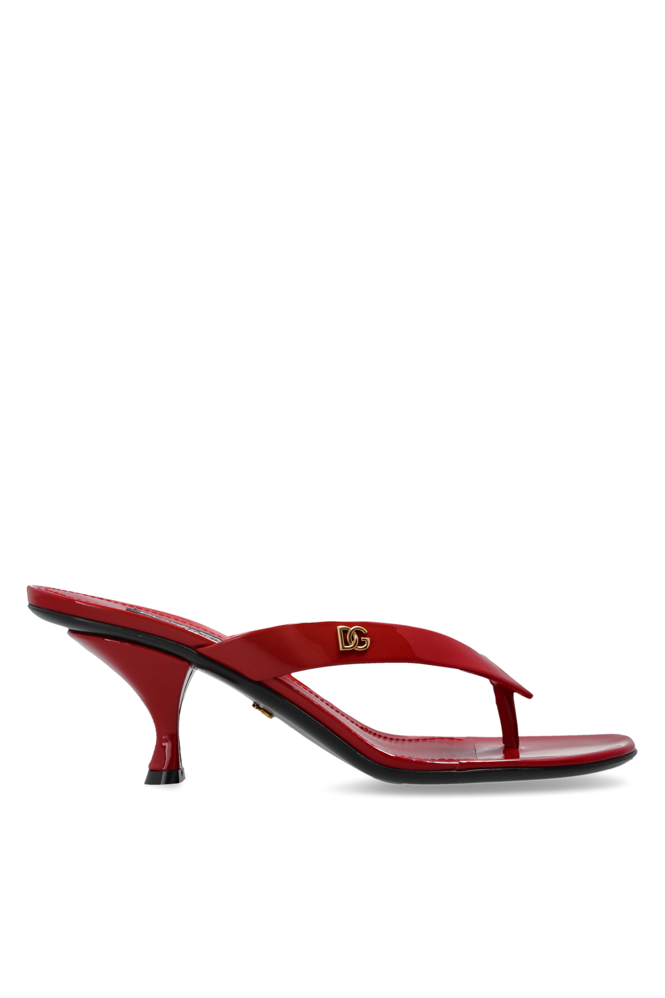 Dolce & Gabbana Skórzane Klapki Na Obcasie, Kobiety, Czerwony