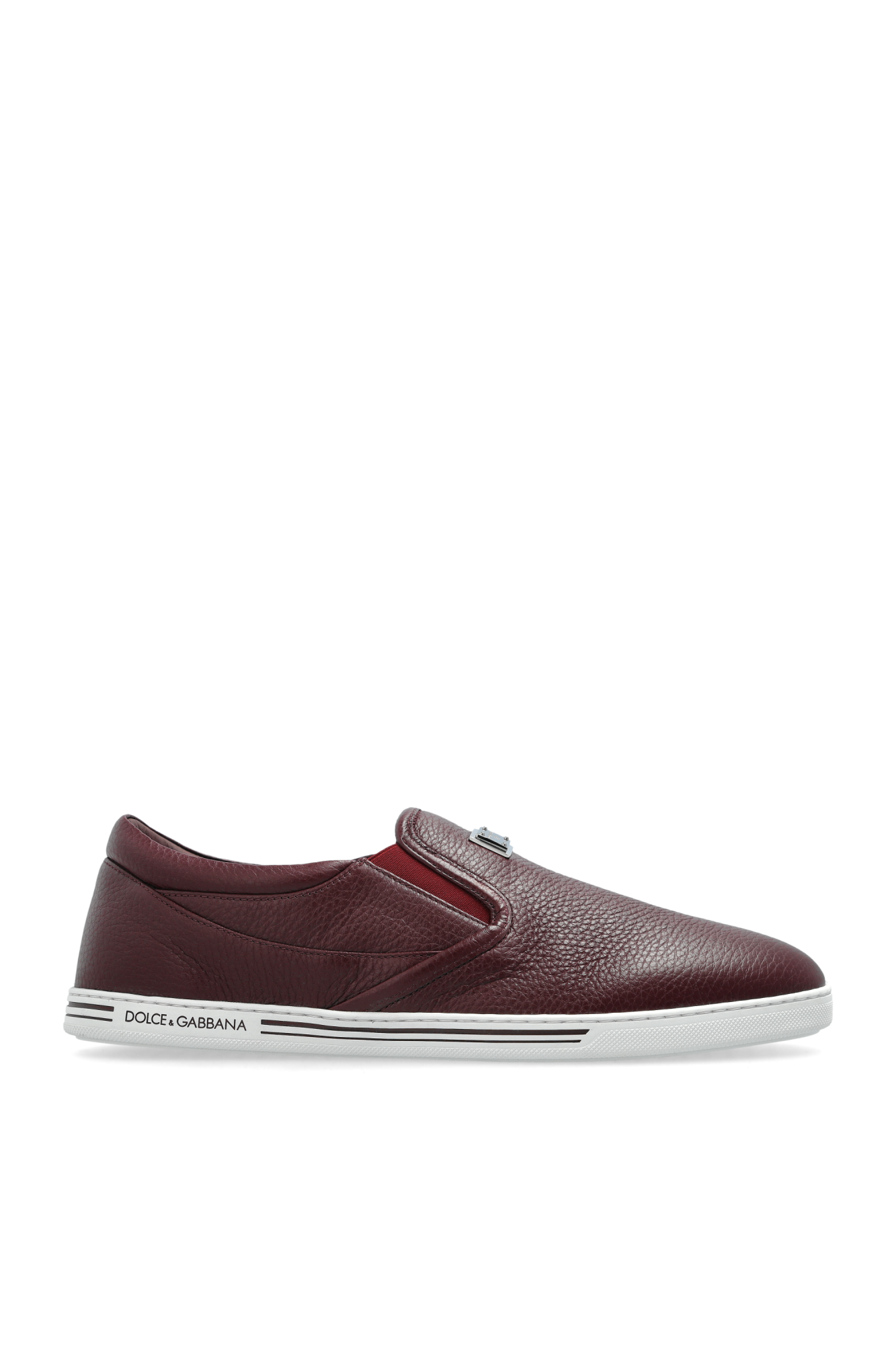 Dolce & Gabbana Skórzane Buty Typu `slip-on`, Mężczyźni, Bordo