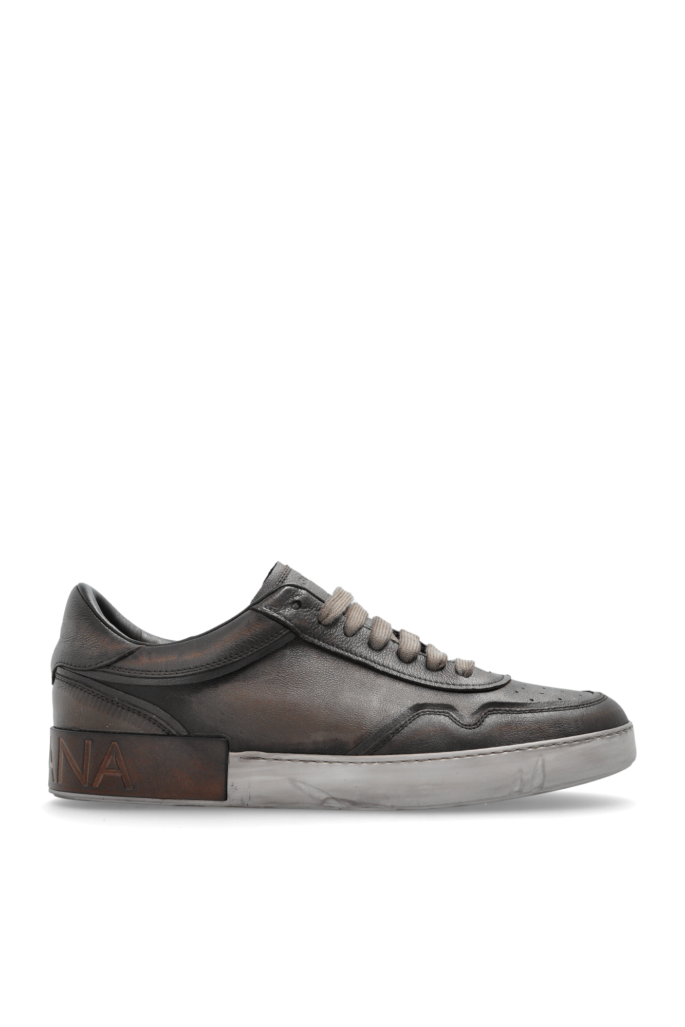 Dolce & Gabbana Skórzane Buty Sportowe Z Efektem `vintage`, Mężczyźni, Brązowy