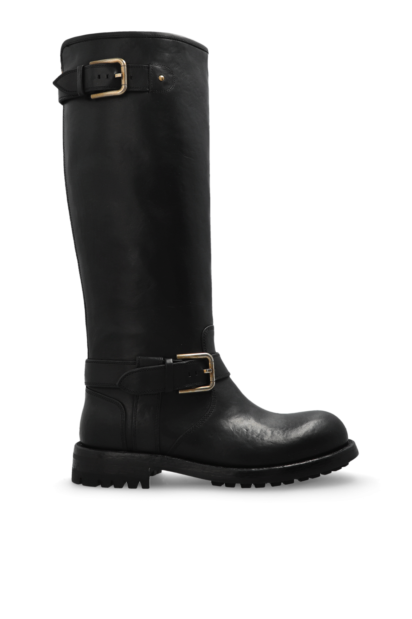 Dolce & Gabbana Skórzane Kozaki, Kobiety, Czarny