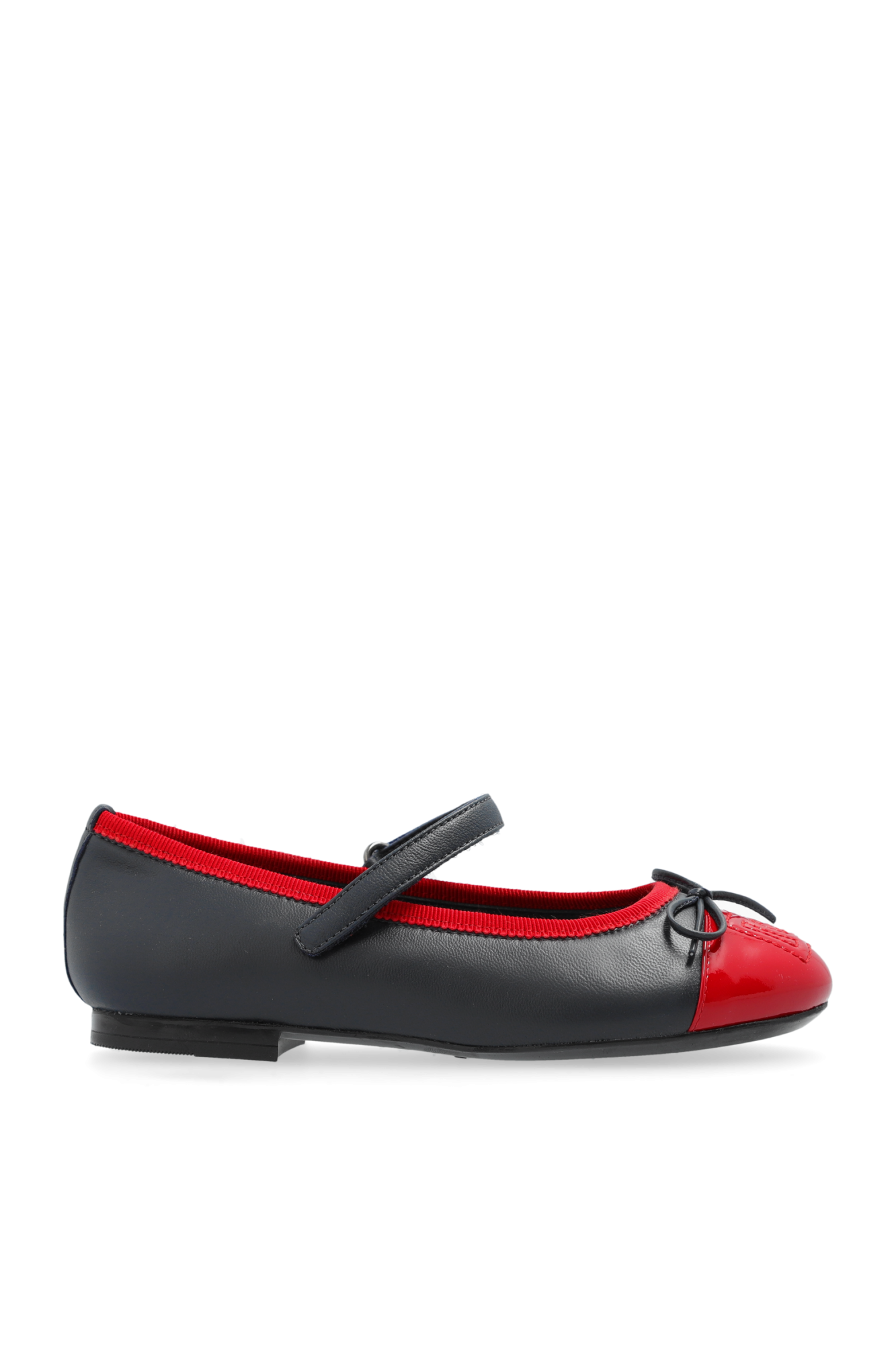 Dolce & Gabbana Kids Skórzane Baleriny Z Logo, Unisex, Granatowy