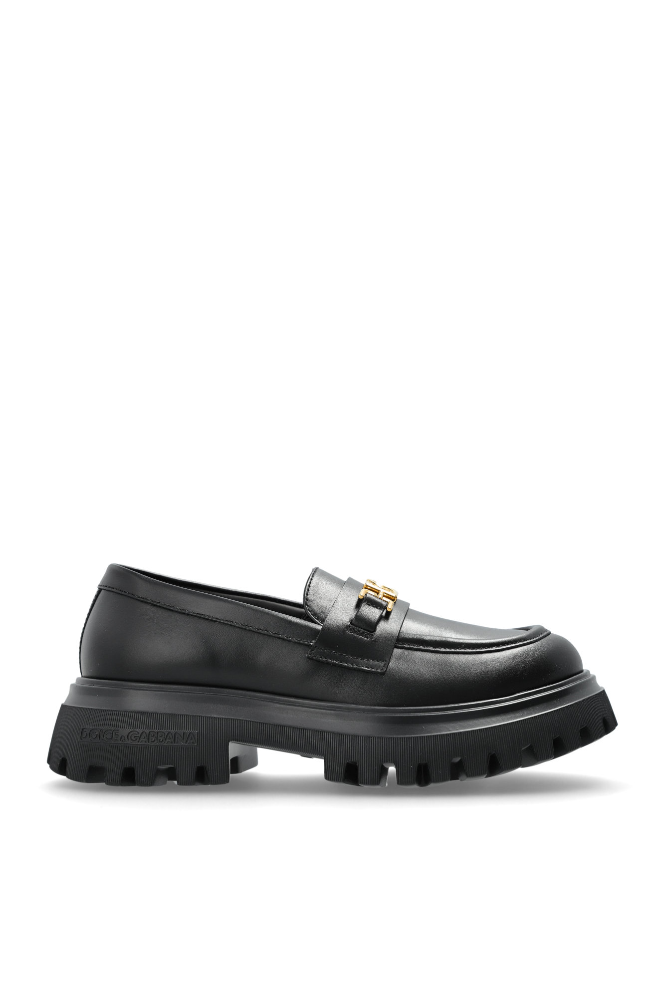 Dolce & Gabbana Kids Skórzane Buty Typu `loafers`, Unisex, Czarny