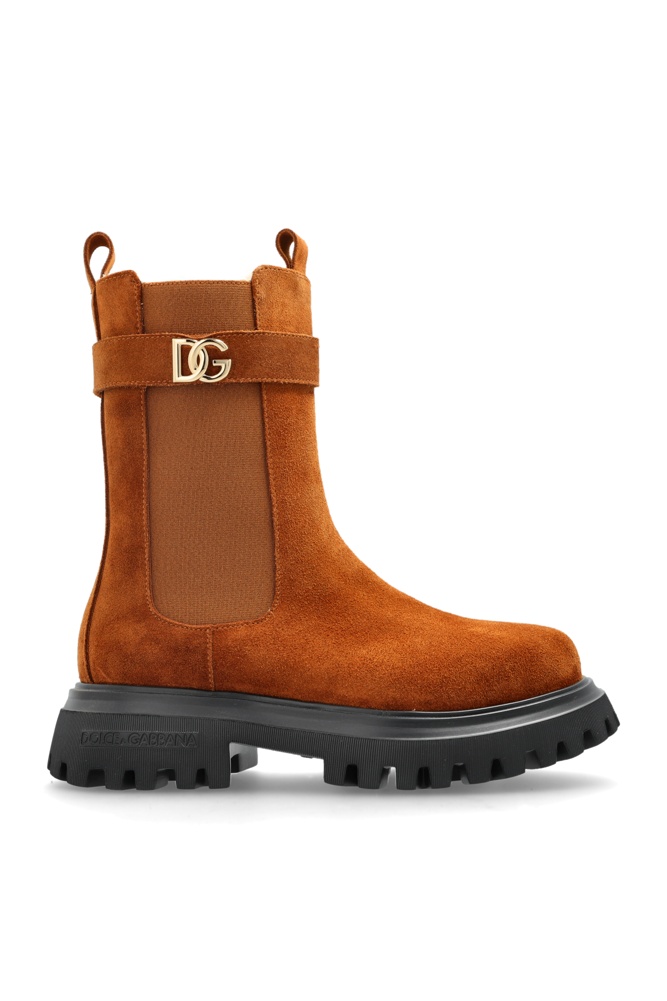 Dolce & Gabbana Kids Skórzane Botki, Unisex, Brązowy