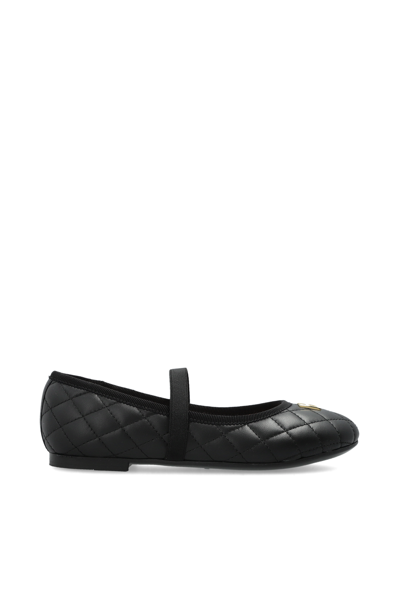 Dolce & Gabbana Kids Skórzane Baleriny Z Logo, Unisex, Czarny