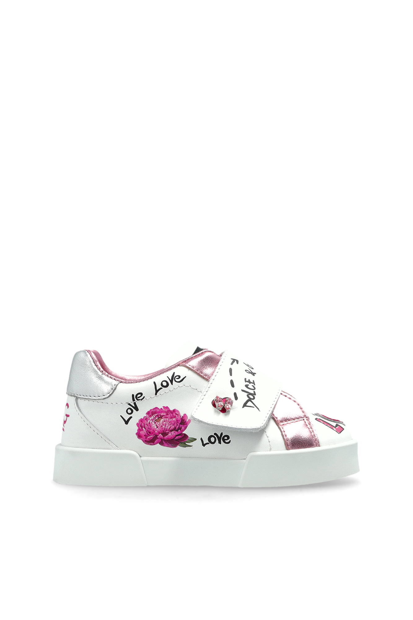 Dolce & Gabbana Kids Skórzane Buty Z Aplikacjami, Unisex, Biały