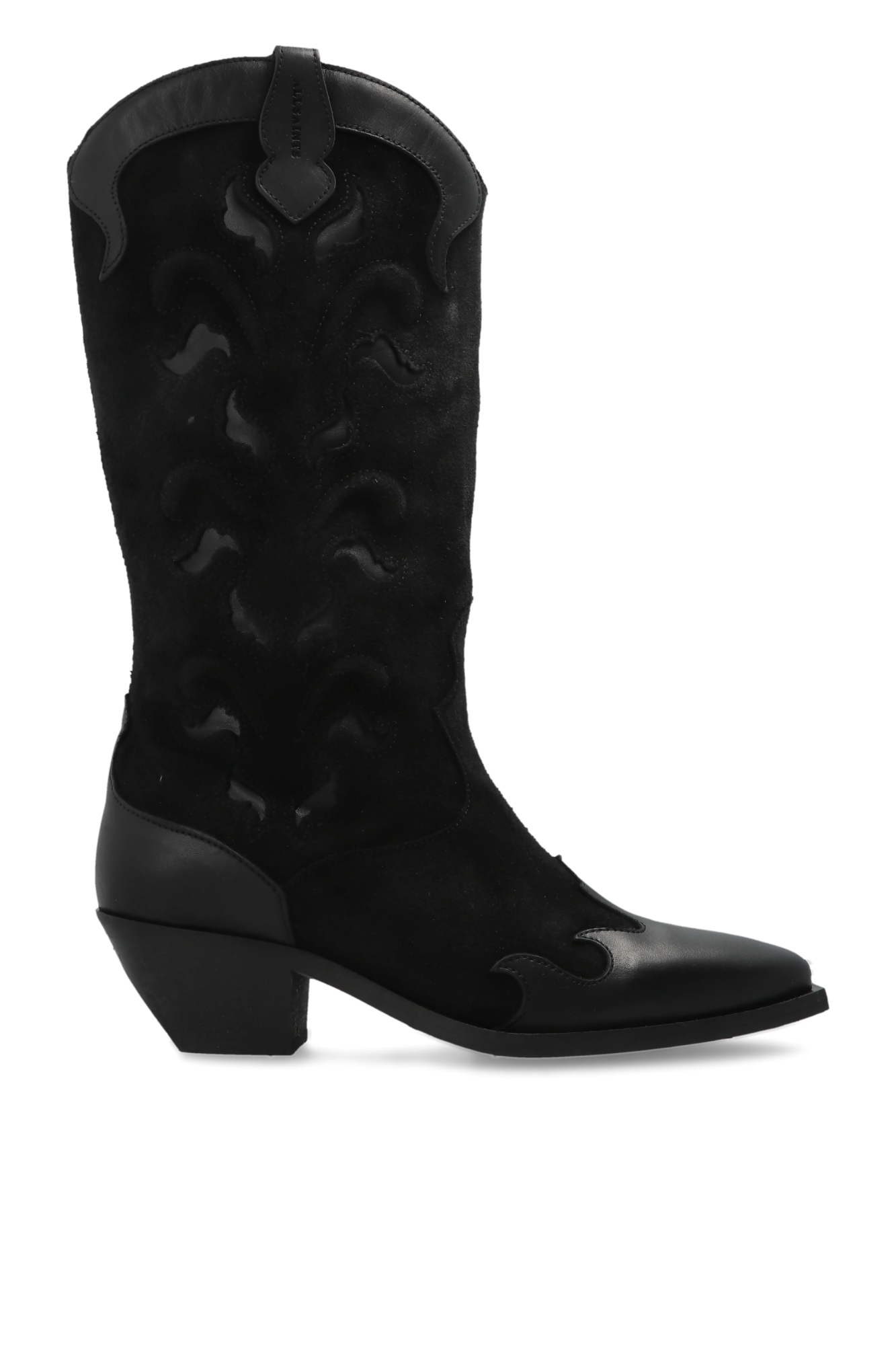 AllSaints Zamszowe Botki Na Obcasie `Dolly`, Kobiety, Czarny