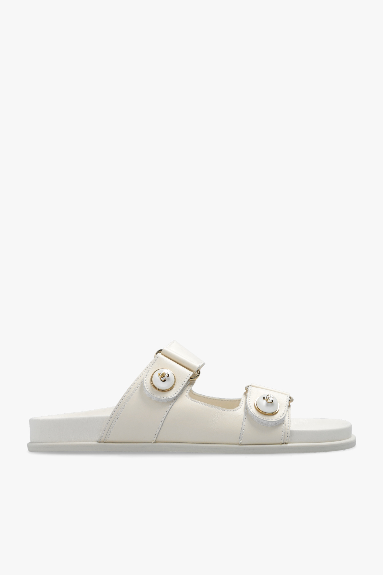Jimmy Choo Skórzane Klapki ‘Fayence’, Kobiety, Kremowy