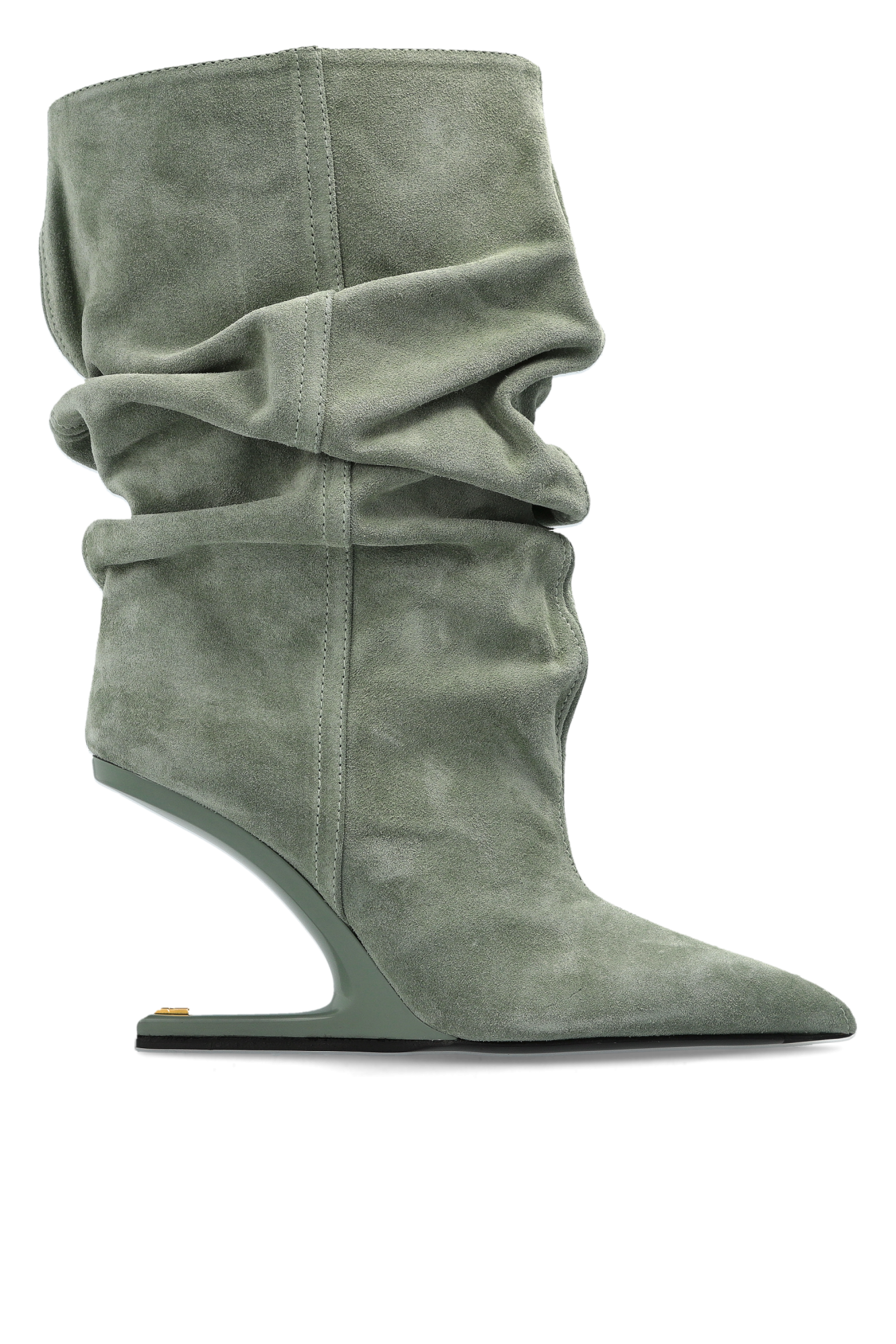 Balmain Zamszowe Botki Na Koturnie, Kobiety, Zielony