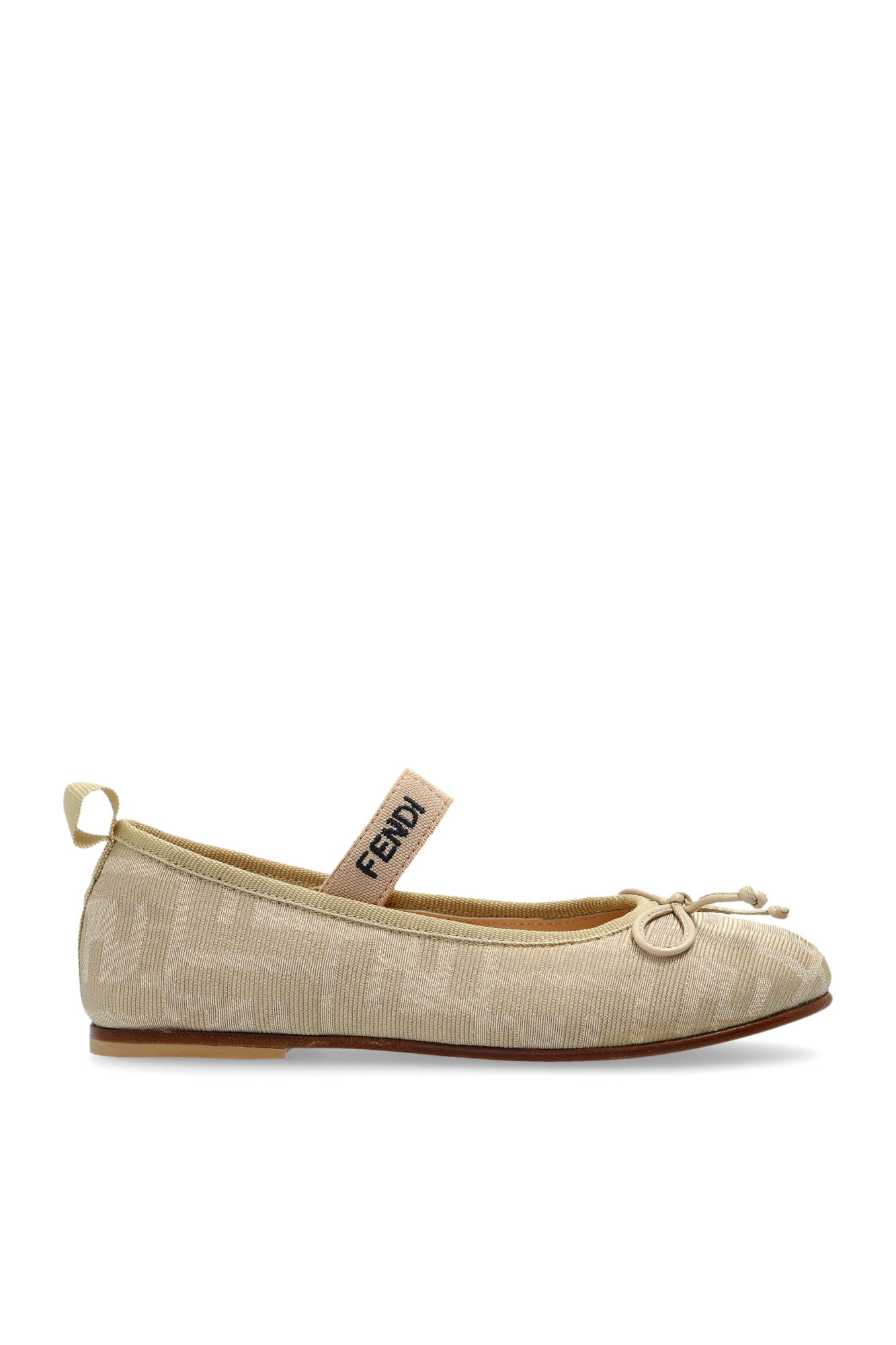 Fendi Kids Baleriny Z Elastycznym Paskiem, Unisex, Beżowy