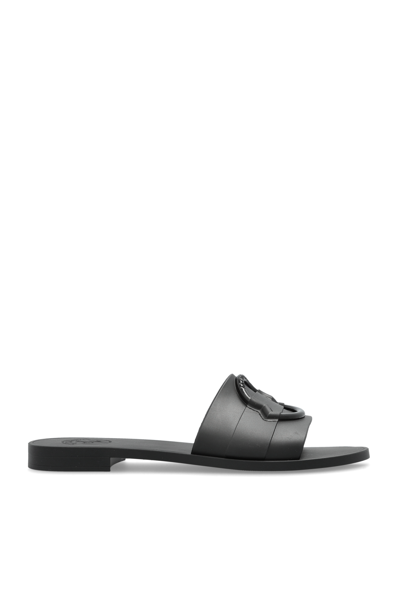 Moncler Klapki Z Logo, Kobiety, Czarny