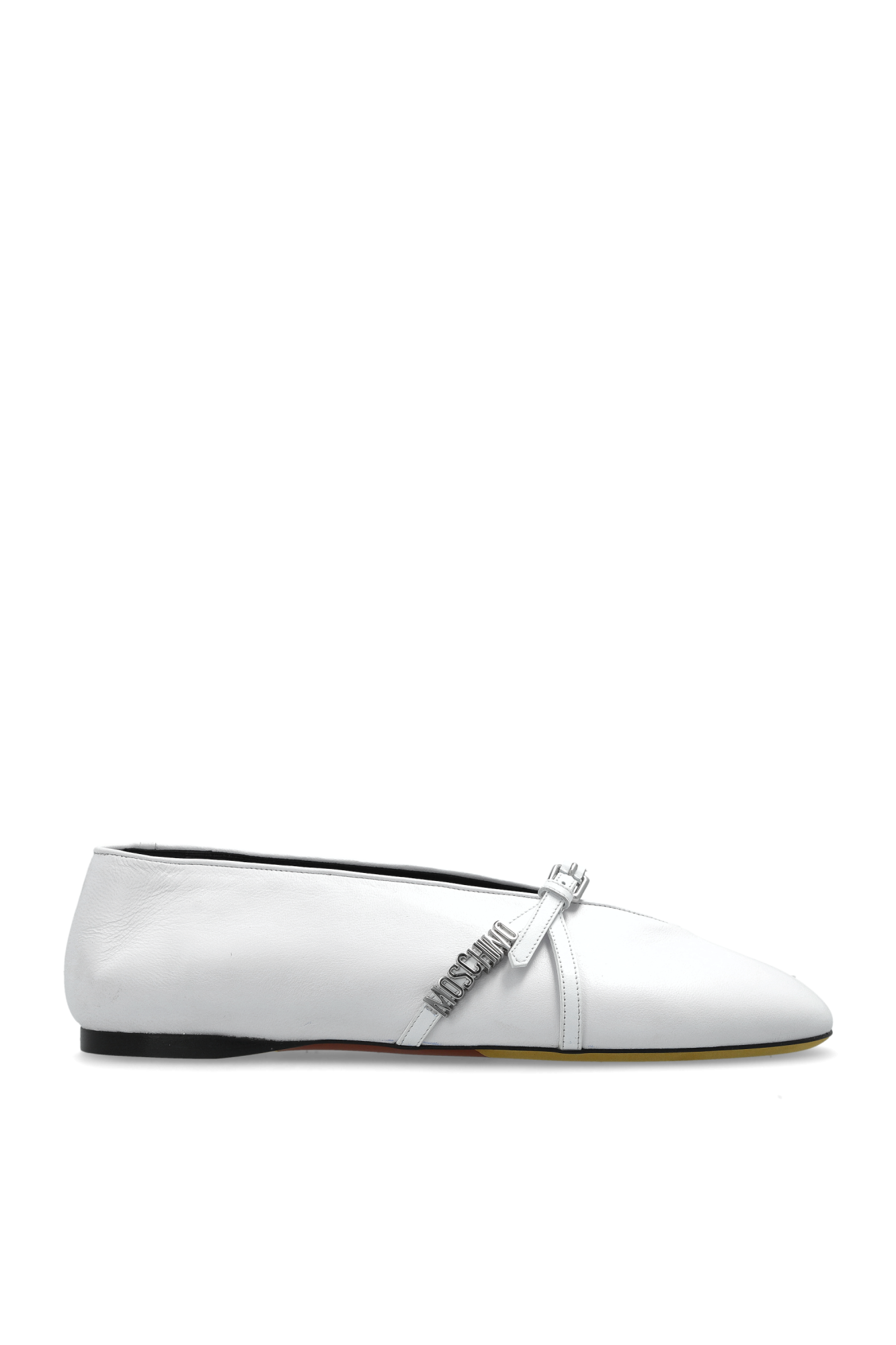 Moschino Skórzane Baleriny, Kobiety, Biały