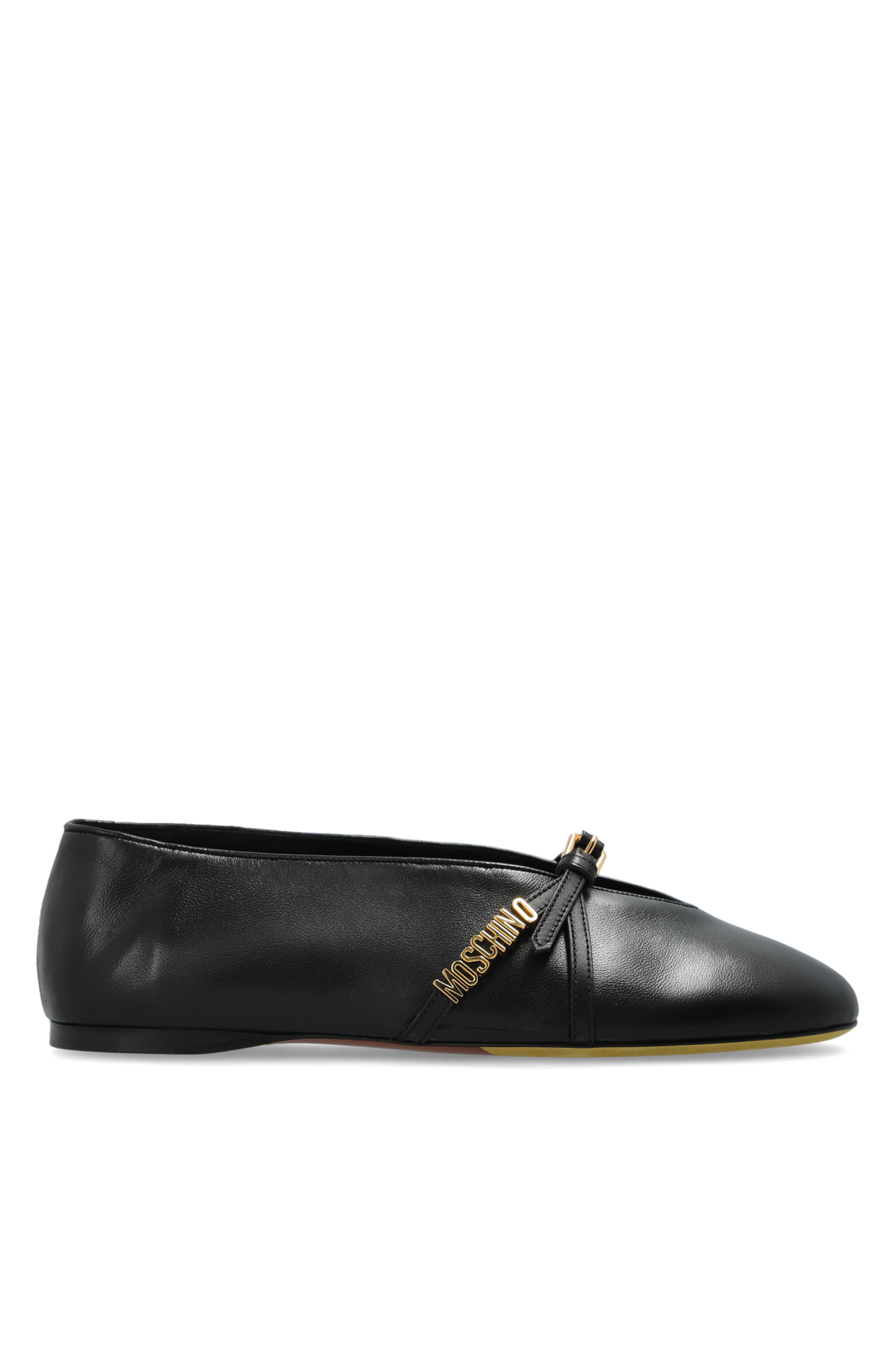 Moschino Skórzane Baleriny, Kobiety, Czarny