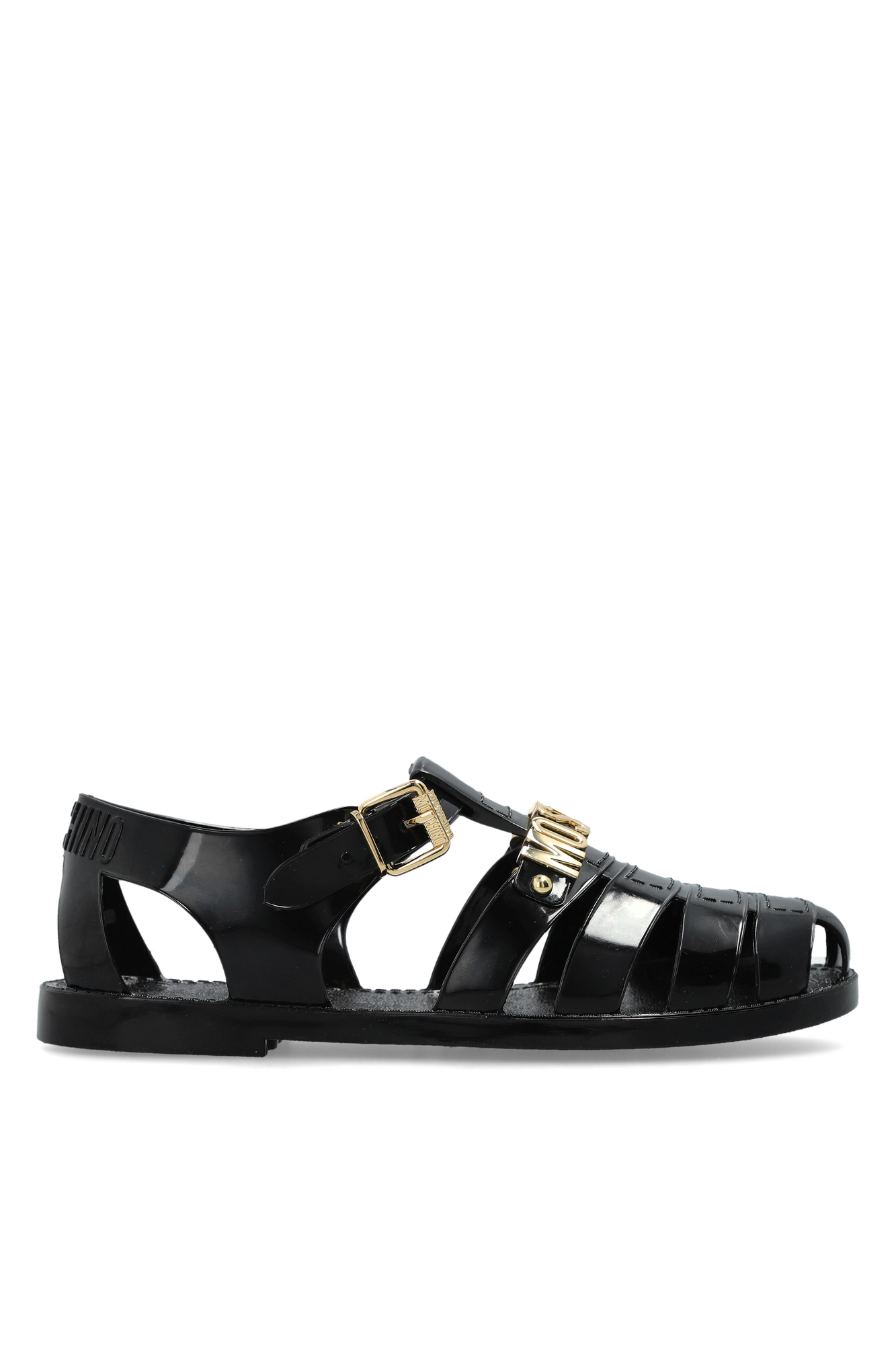 Moschino Gumowe Sandały Z Logo, Kobiety, Czarny