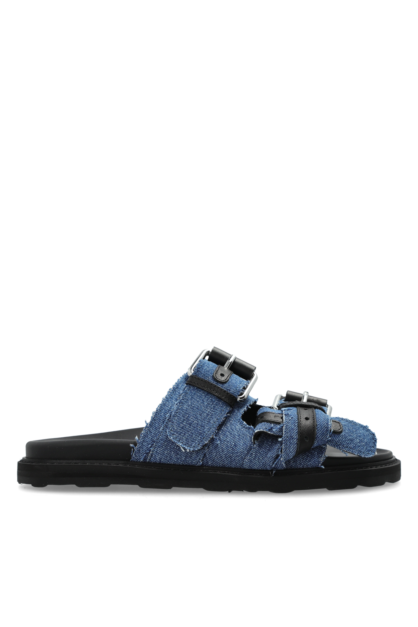 Moschino Jeansowe Klapki Z Efektem `vintage`, Kobiety, Niebieski