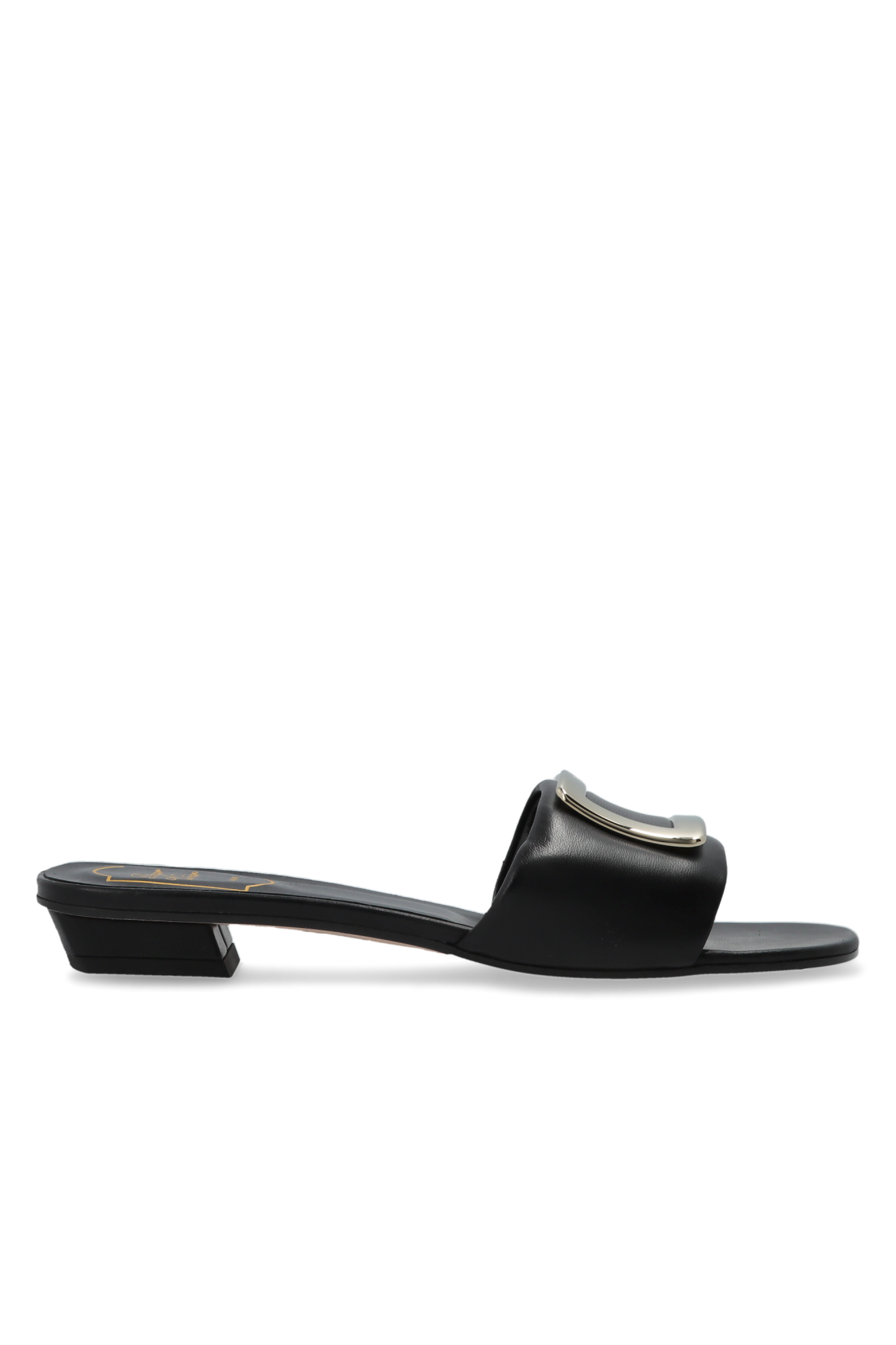 Roger Vivier Skórzane Klapki Na Obcasie ‘BV Padded’, Kobiety, Czarny