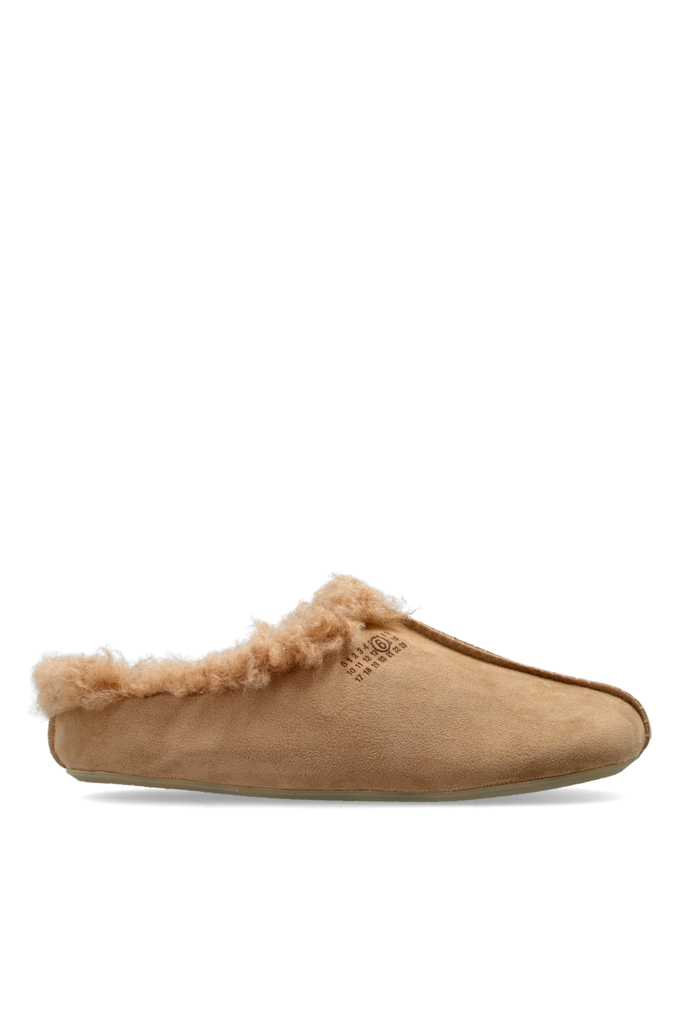 MM6 Maison Margiela Zamszowe Klapki Z Logo, Kobiety, Brązowy
