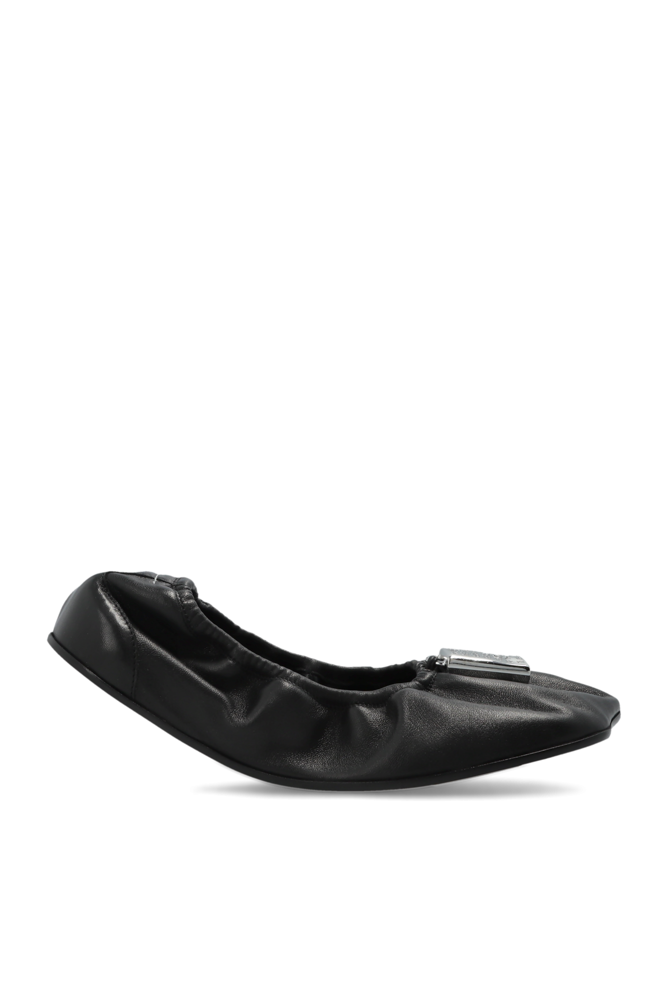 MM6 Maison Margiela Skórzane Baleriny Z Zawieszką, Kobiety, Czarny