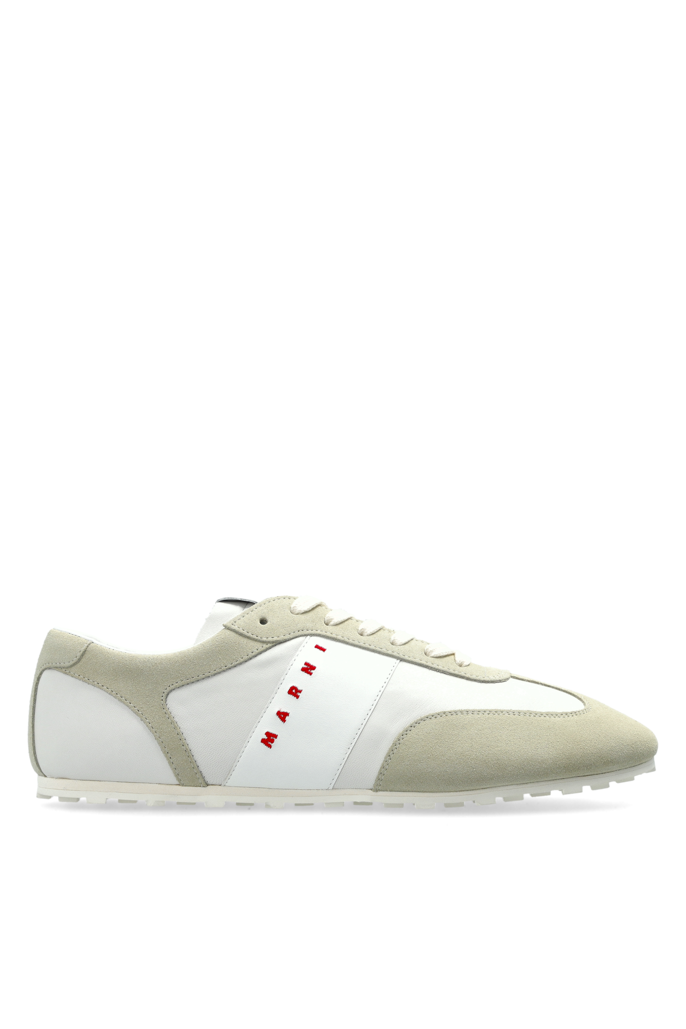 Marni Skórzane Buty Sportowe Z Logo, Mężczyźni, Szary