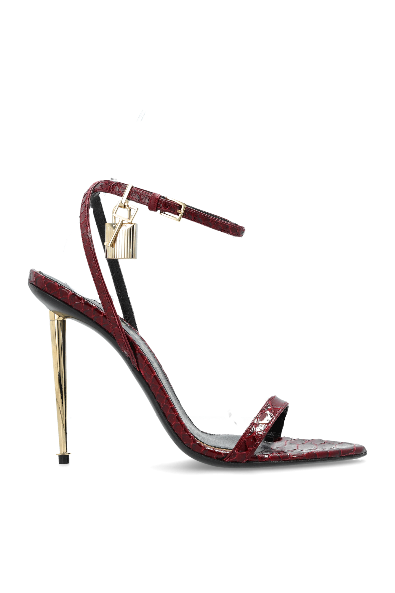 Tom Ford Skórzane Sandały Na Obcasie, Kobiety, Bordo