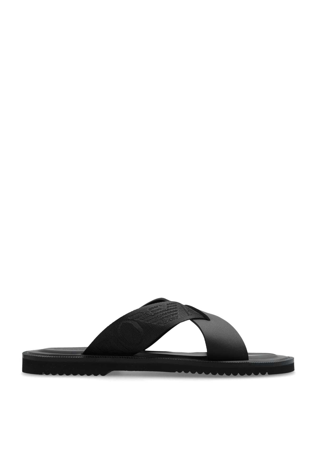 Emporio Armani Klapki Z Logo, Mężczyźni, Czarny